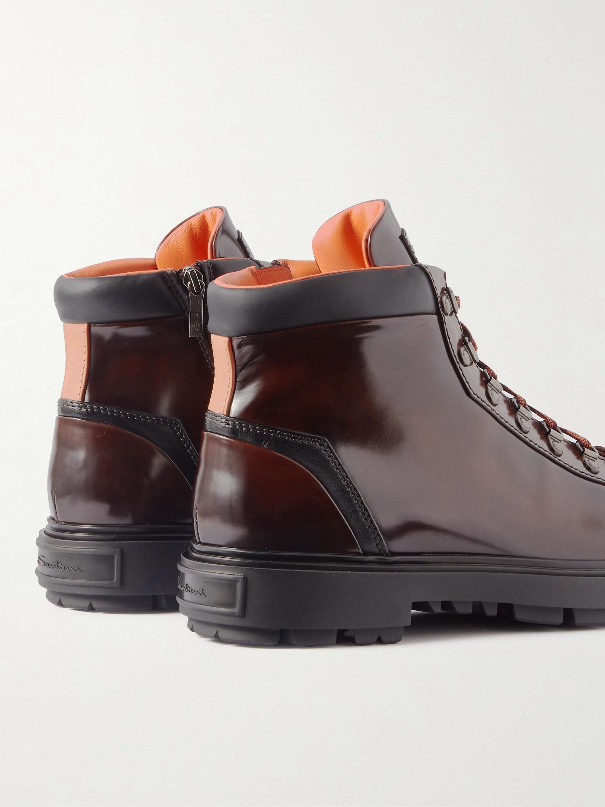 SANTONI Farah Leather-Trimmed Suede Boots