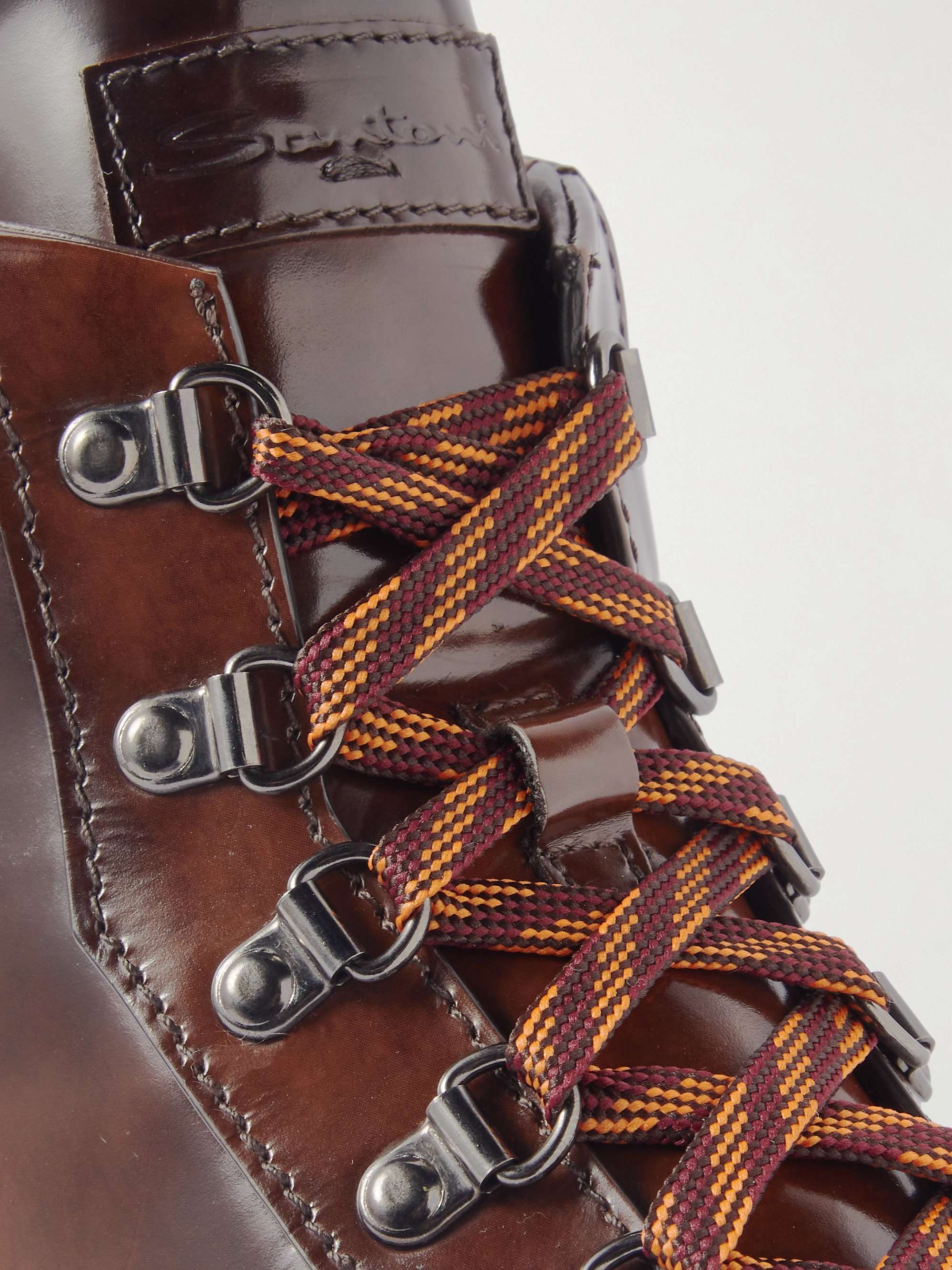SANTONI Farah Leather-Trimmed Suede Boots