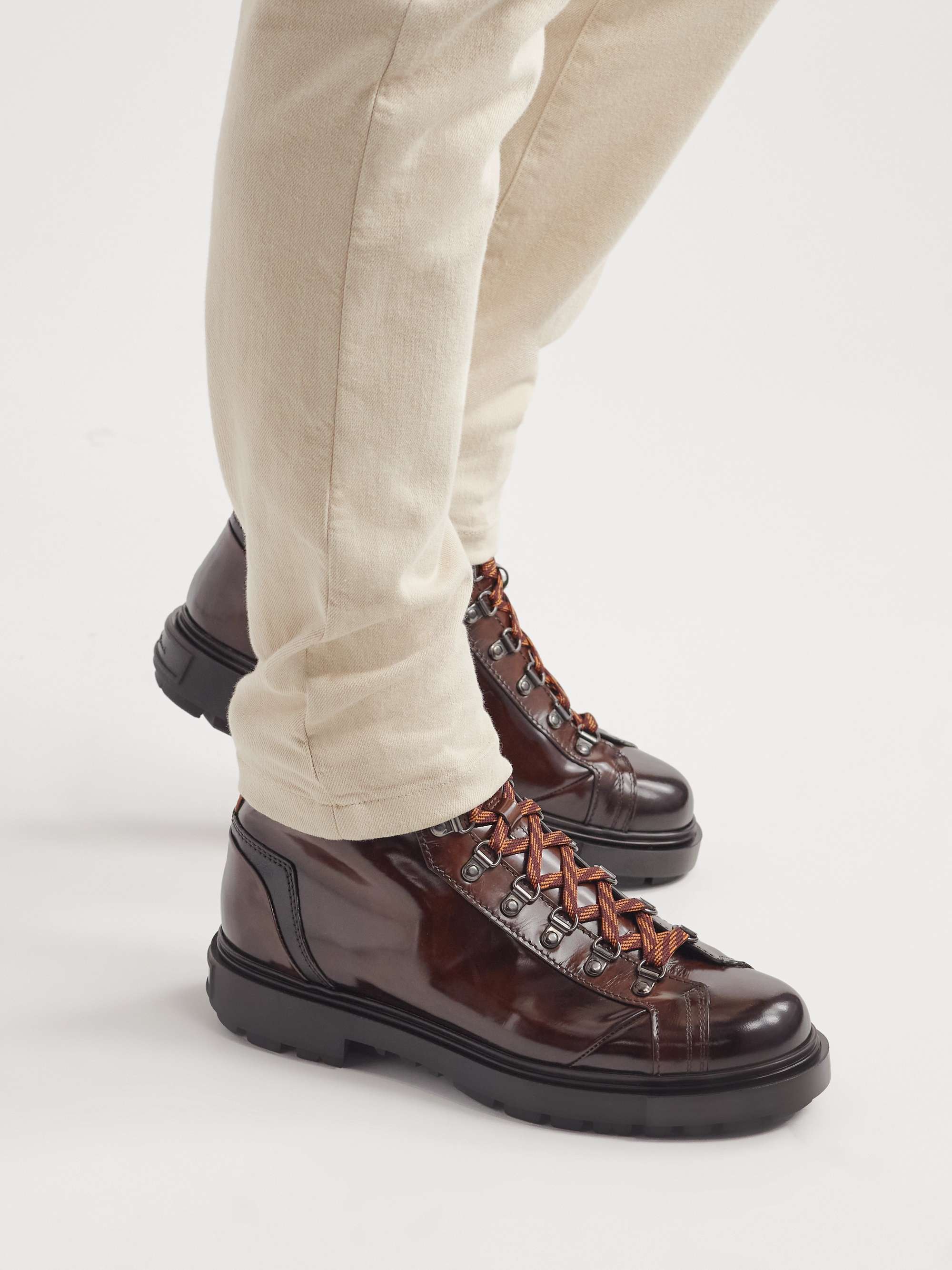 SANTONI Farah Leather-Trimmed Suede Boots