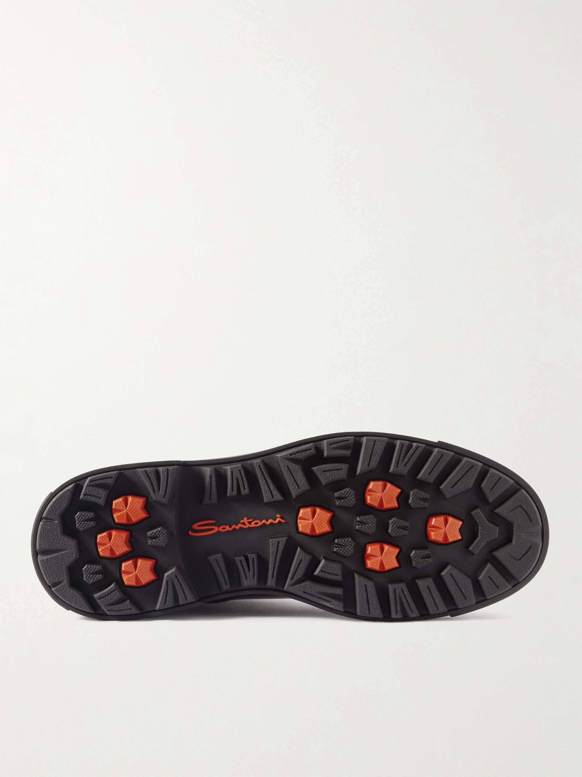 SANTONI Farah Leather-Trimmed Suede Boots