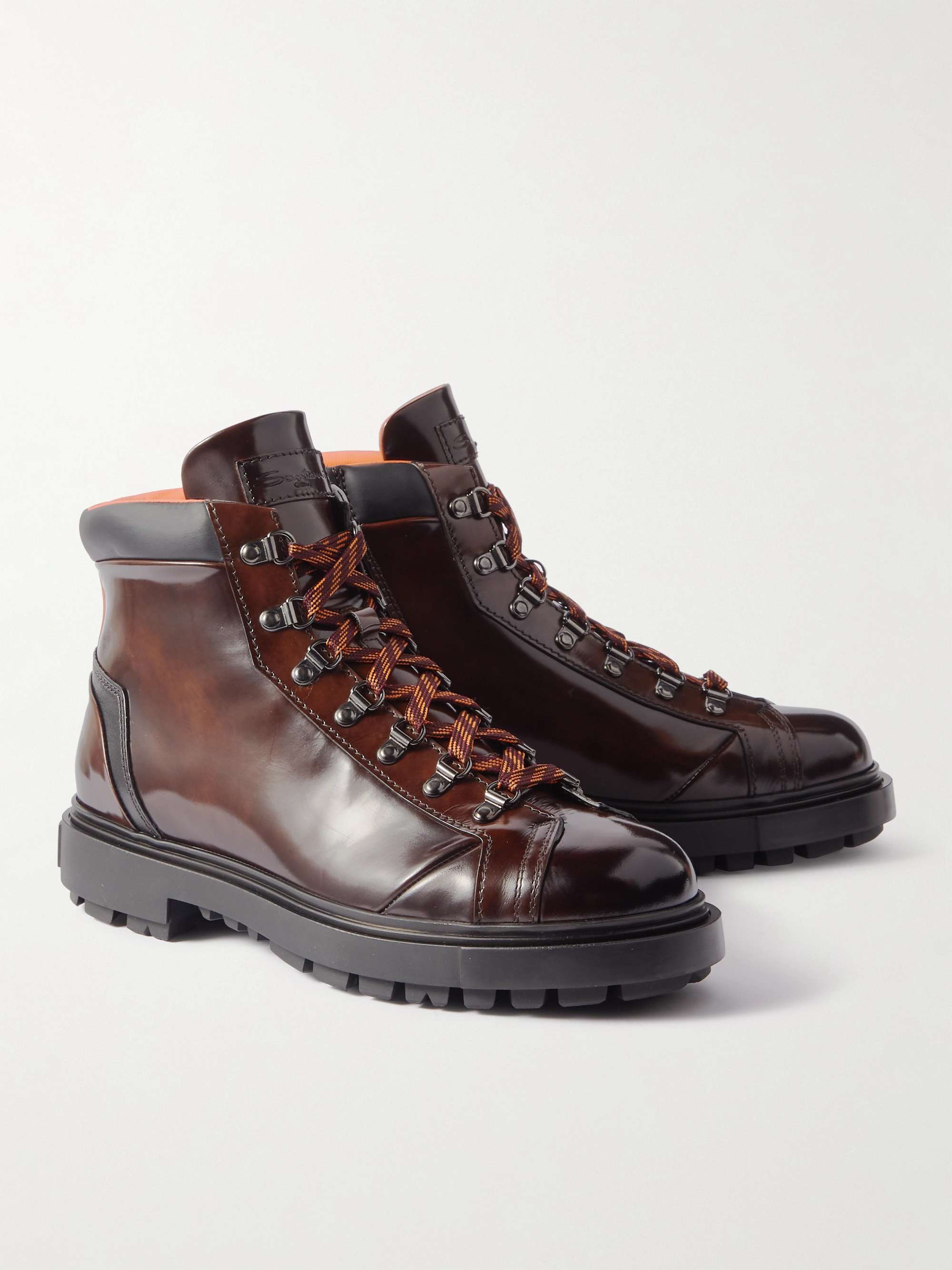 SANTONI Farah Leather-Trimmed Suede Boots