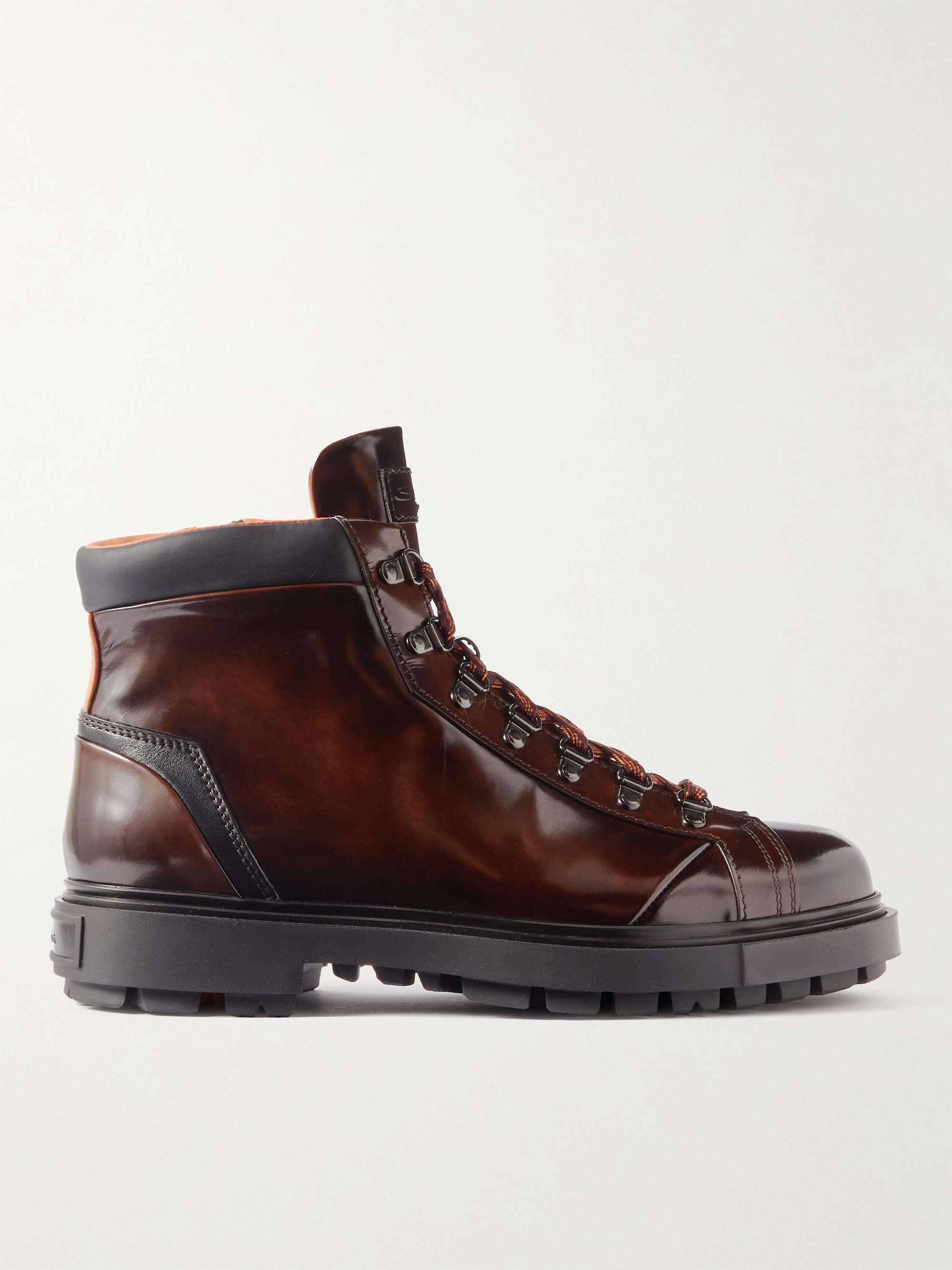 SANTONI Farah Leather-Trimmed Suede Boots