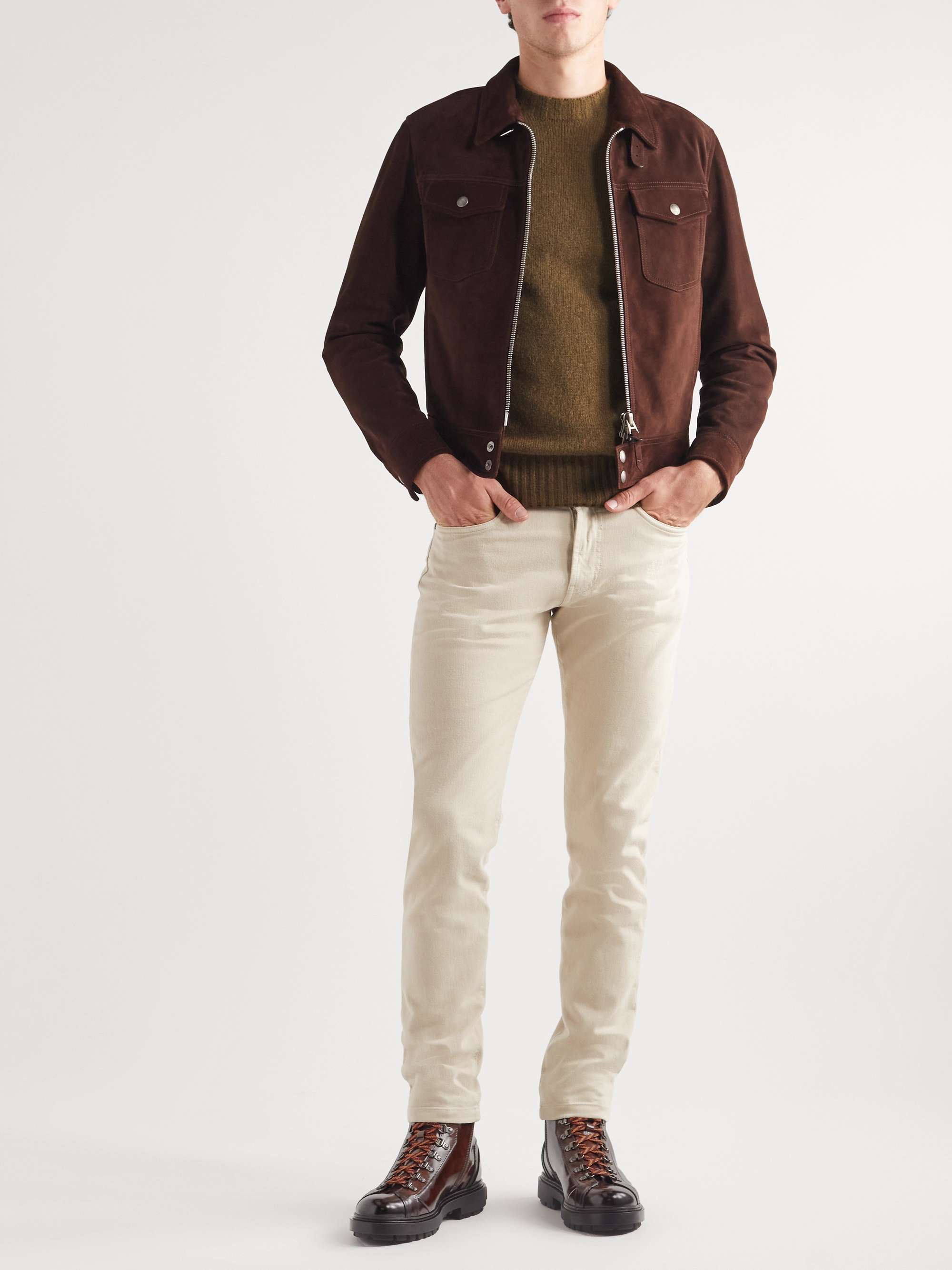 SANTONI Farah Leather-Trimmed Suede Boots
