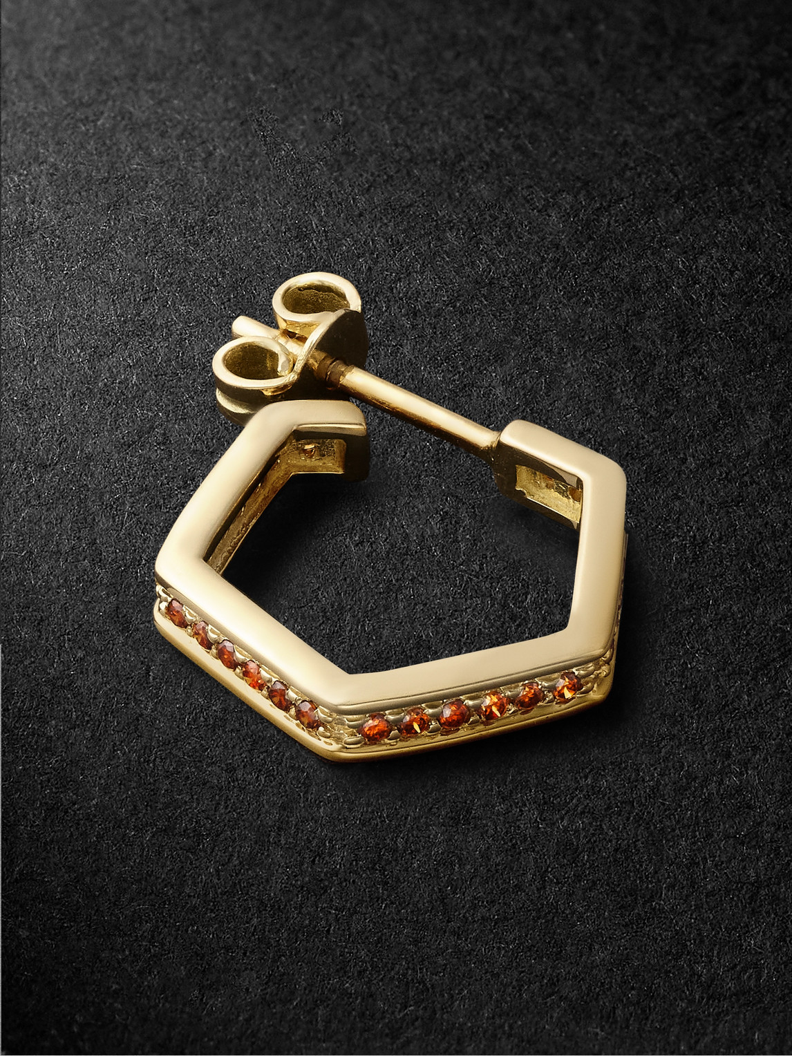 Kolours Jewelry Hexagon Medium Gold Diamond Single Hoop Earring