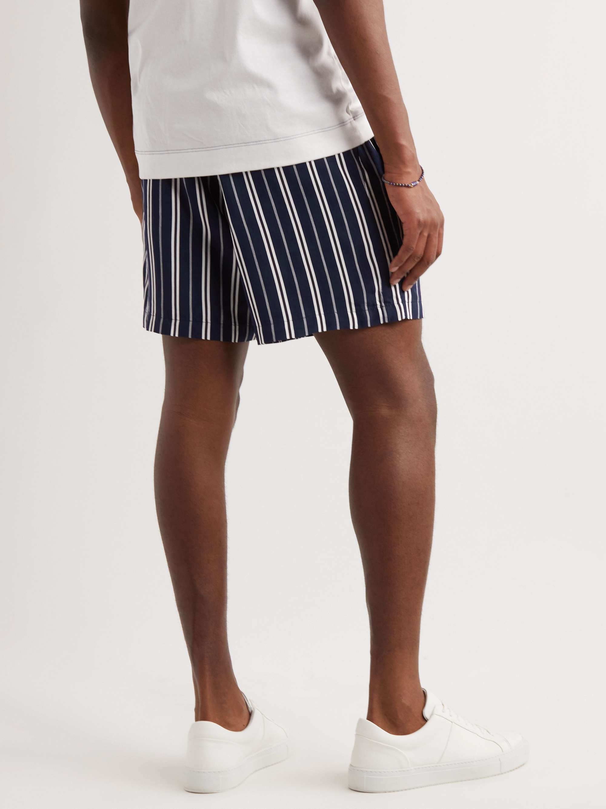 MR P. Straight-Leg Striped Twill Drawstring Shorts