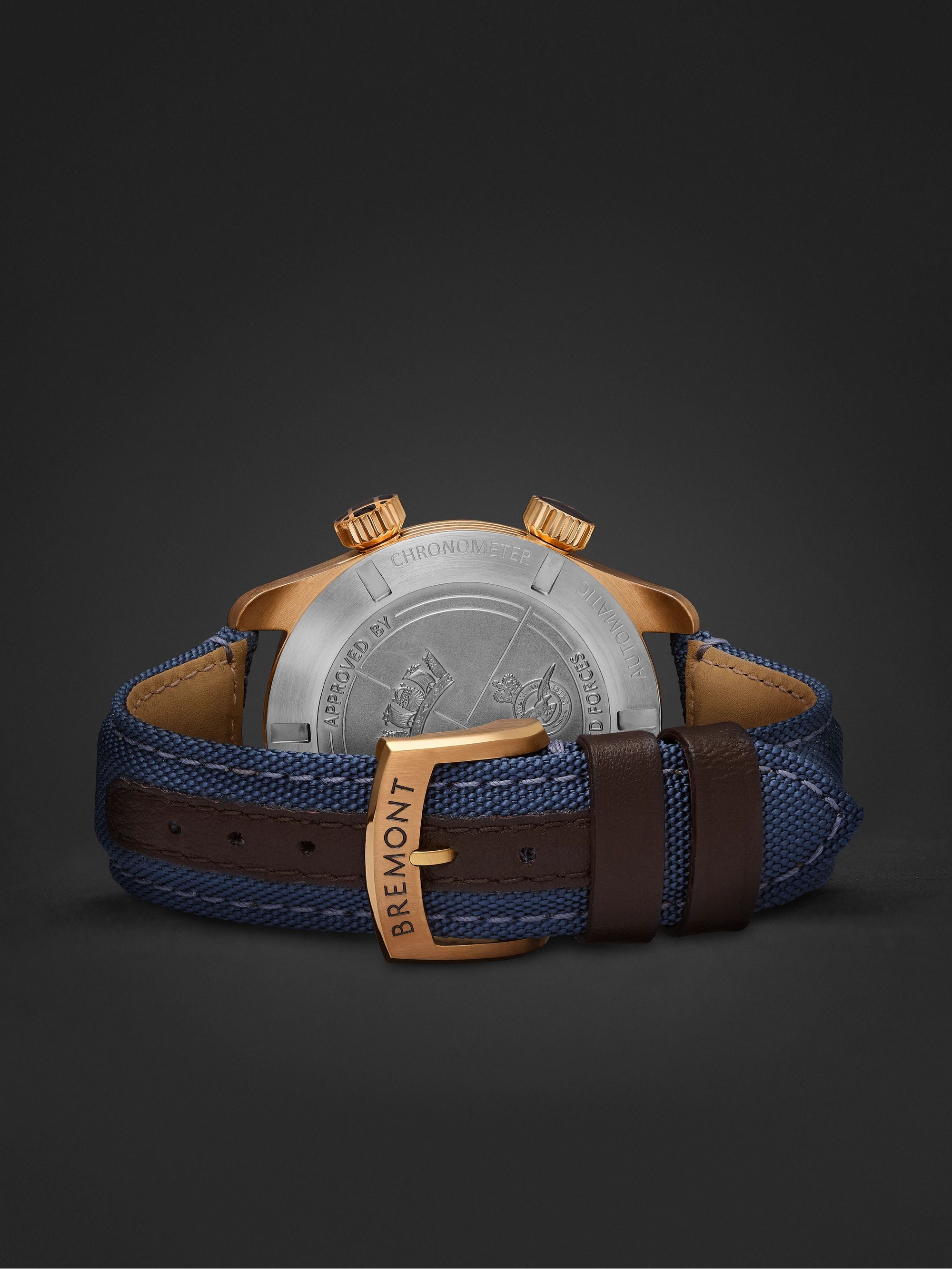 BREMONT Argonaut Automatic 42mm CuSn8 Bronze and Sailcloth Watch, Ref. ARGONAUT-BZ-BL-R-S