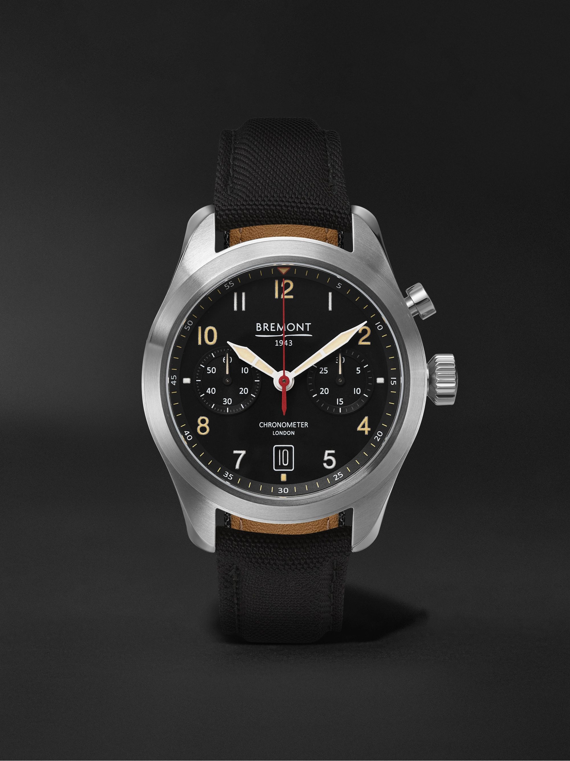 BREMONT Dambuster Limited Edition Automatic Chronometer 42mm Stainless Steel and Sailcloth Watch and Cufflinks, Ref. No. DAMBUSTER