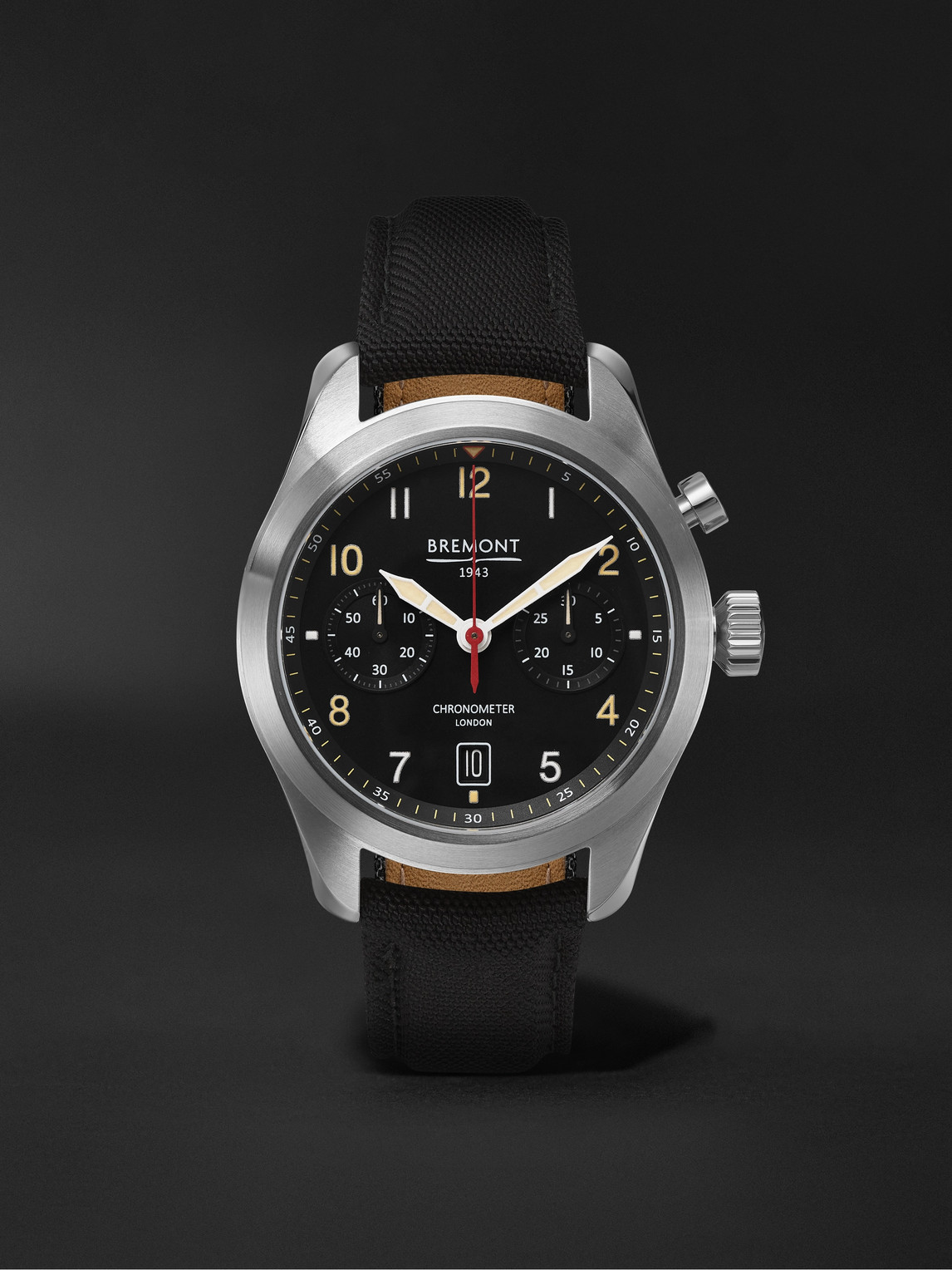 Bremont Dambuster Limited Edition Automatic Chronometer 42mm Stainless Steel and Sailcloth Watch and Cufflinks, Ref. No. DAMBUSTER