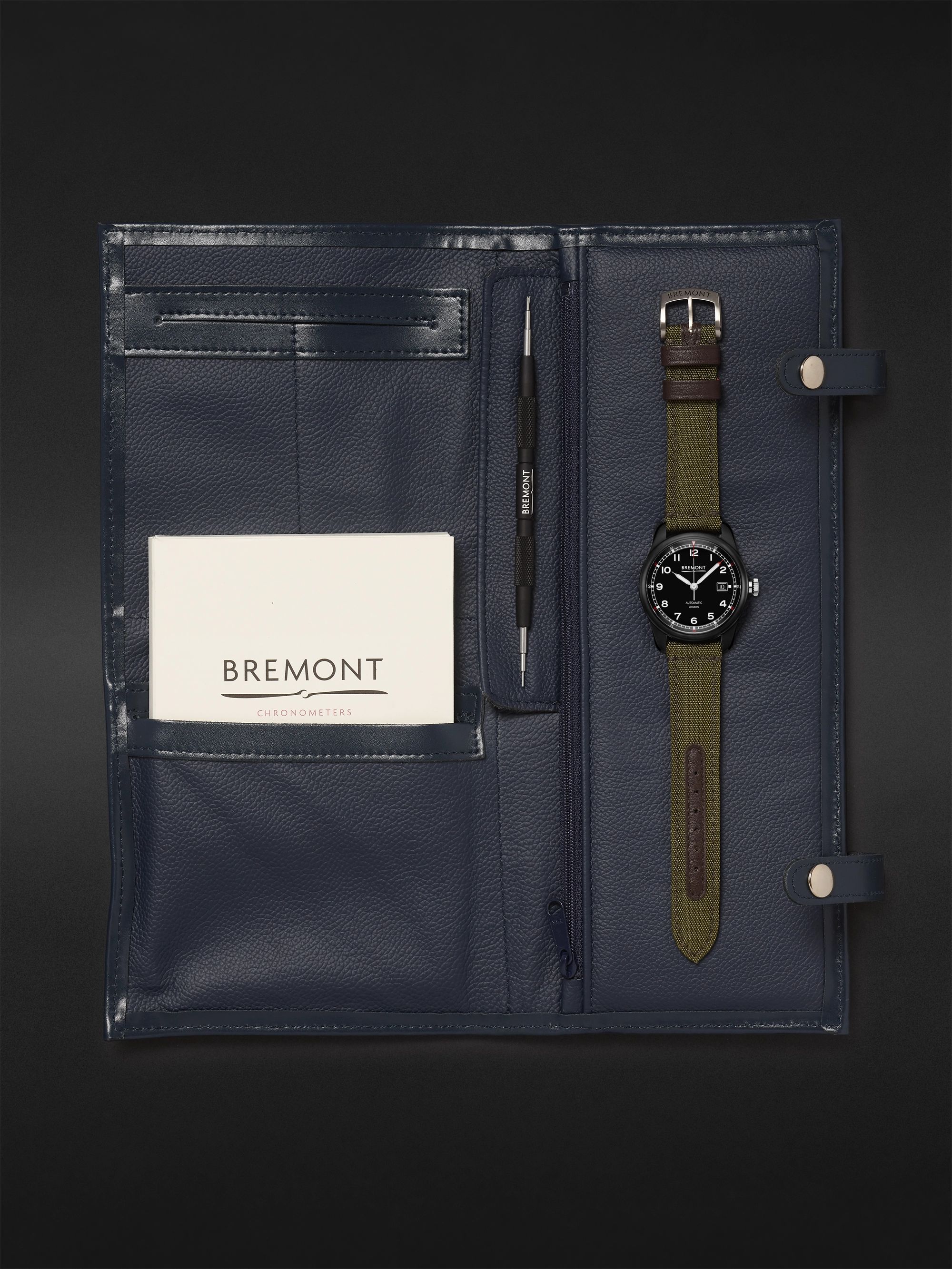 BREMONT Airco Mach 1 Jet Automatic 40mm Stainless Steel and Khaki Sailcloth Watch