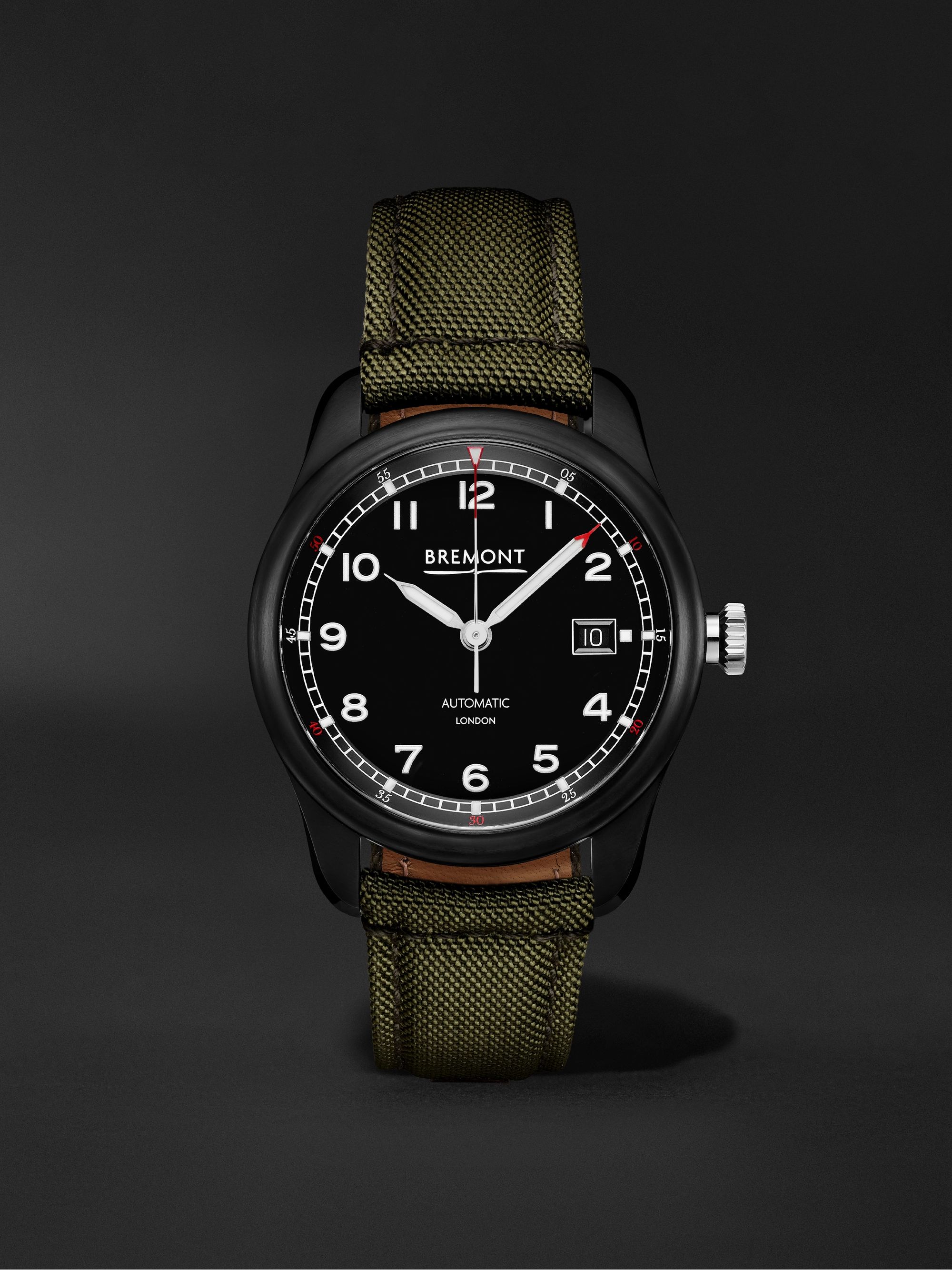 BREMONT Airco Mach 1 Jet Automatic 40mm Stainless Steel and Khaki Sailcloth Watch