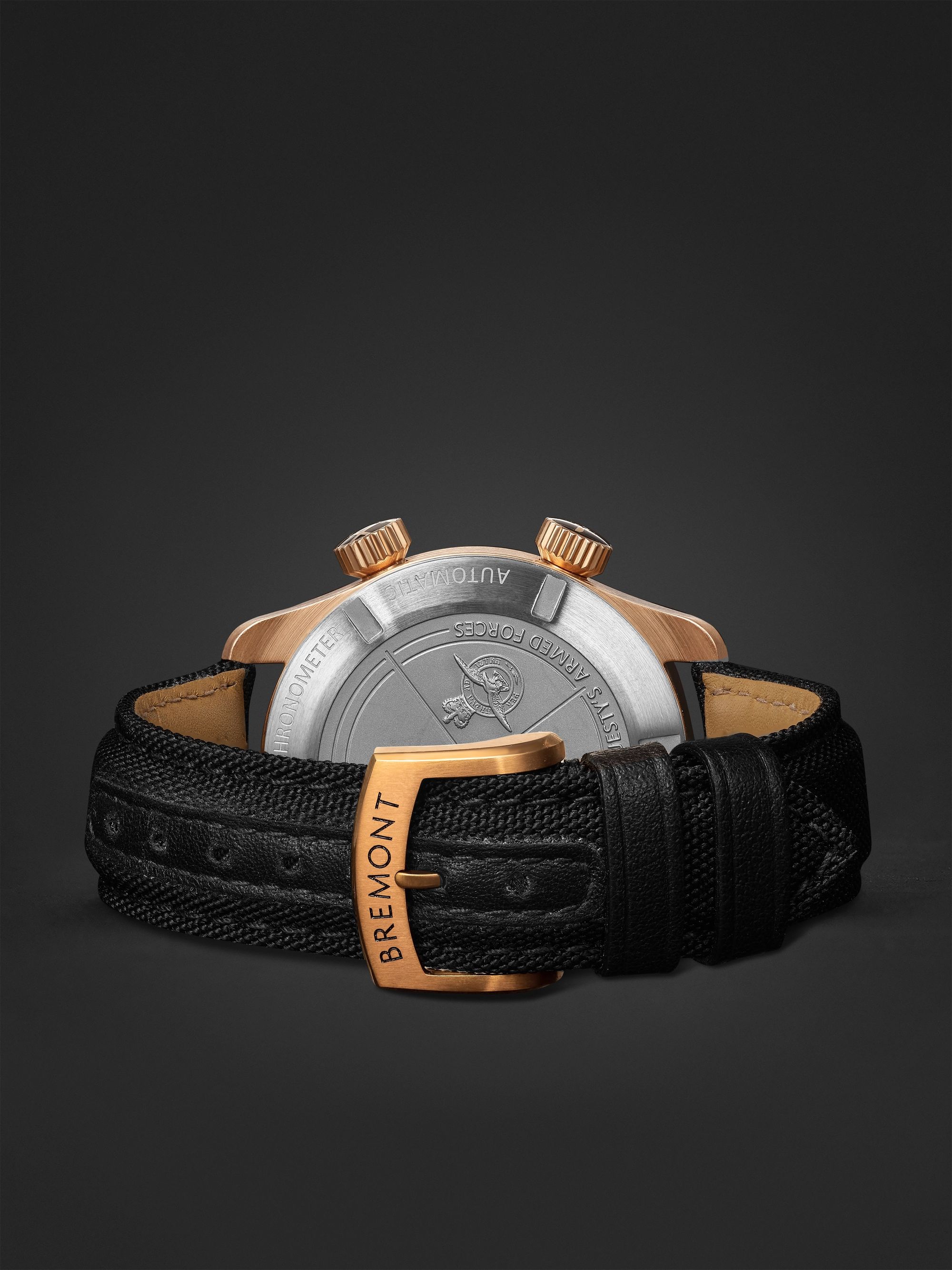 BREMONT Argonaut Automatic 42mm CuSn8 Bronze and Sailcloth Watch, Ref. ARGONAUT-BZ-BLK-R-S