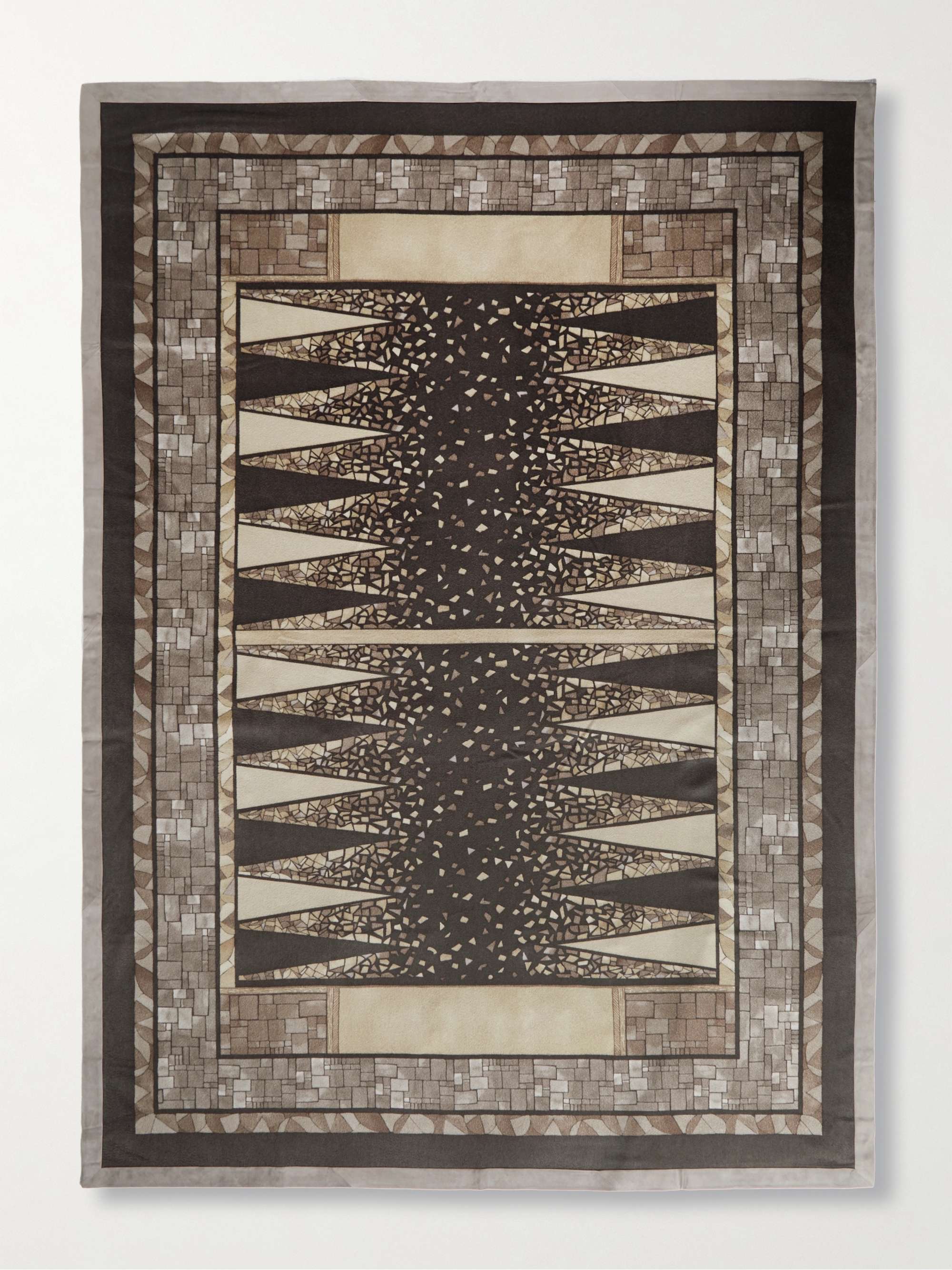 LORO PIANA Suede-Trimmed Printed Cashmere Blanket
