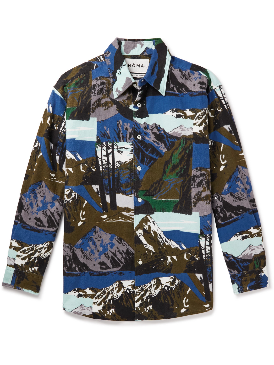 Noma T.d. Printed Cotton-flannel Shirt In Blue