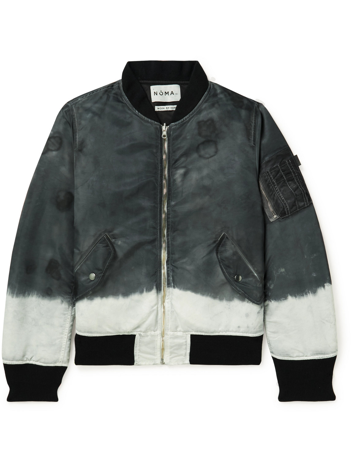 Hand-Dyed Padded Nylon-Shell Bomber Jacket