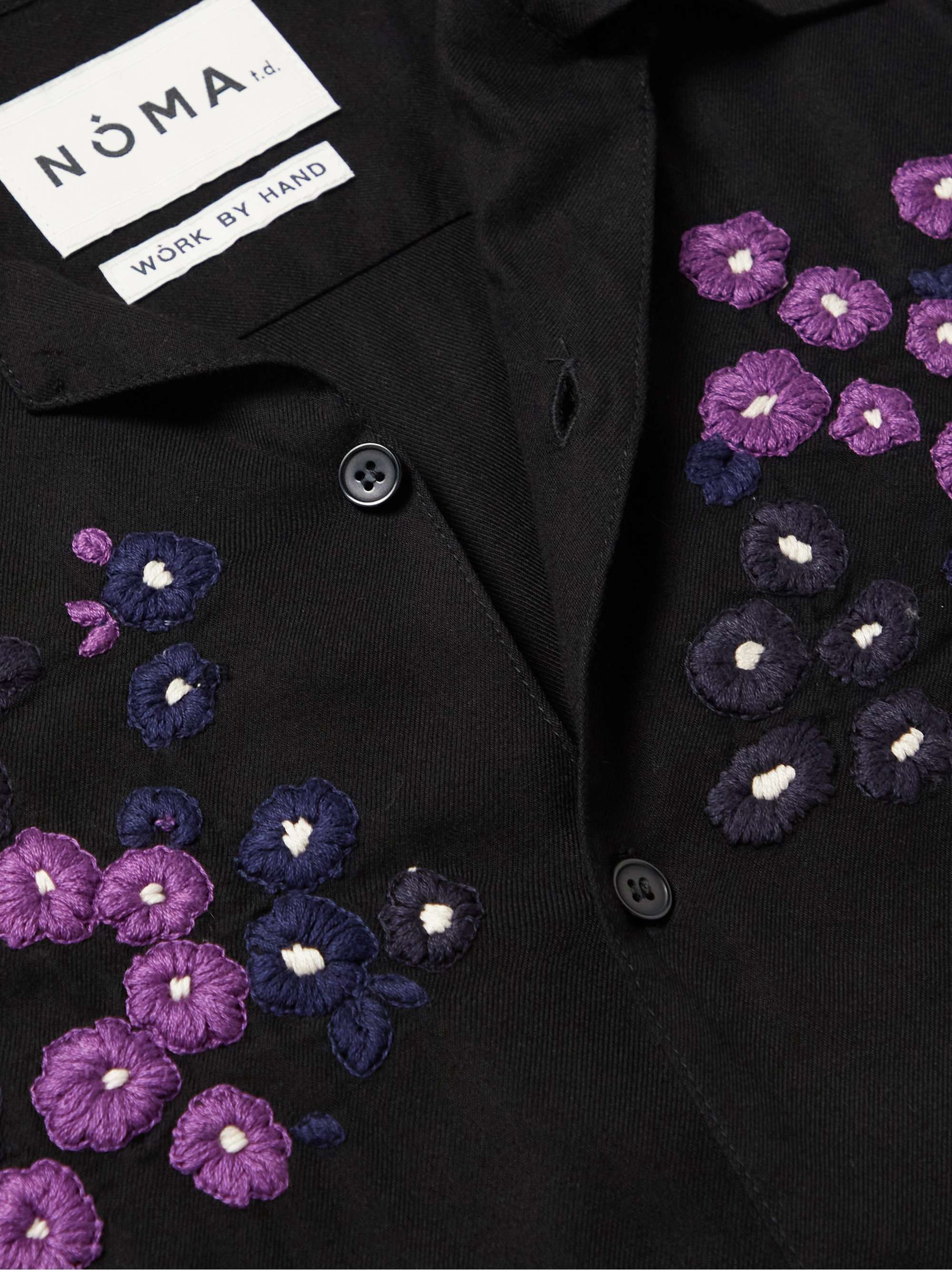 NOMA T.D. Convertible-Collar Embroidered Satin Shirt