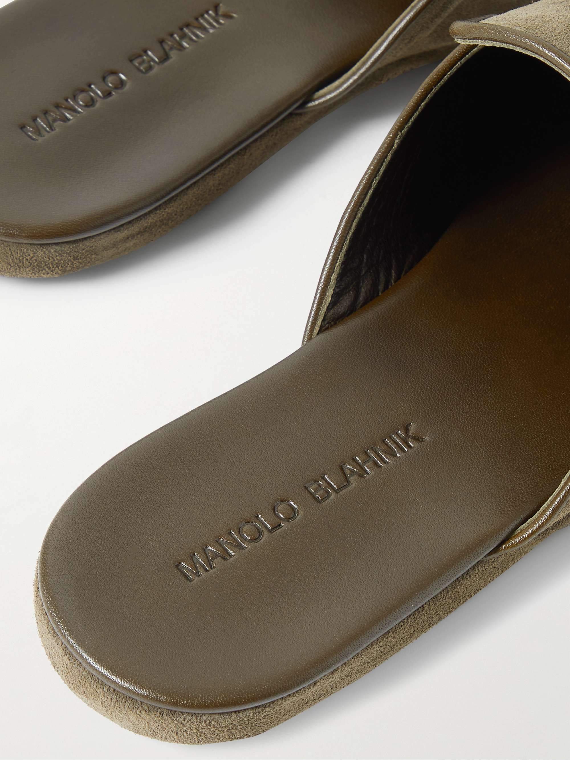 MANOLO BLAHNIK Montague Suede Slippers