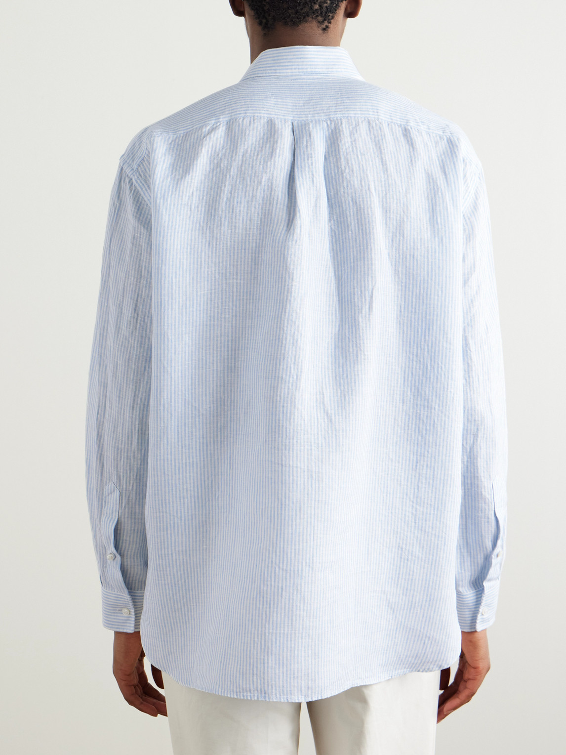 Loro Piana Raffaele Striped Linen Shirt In Blue