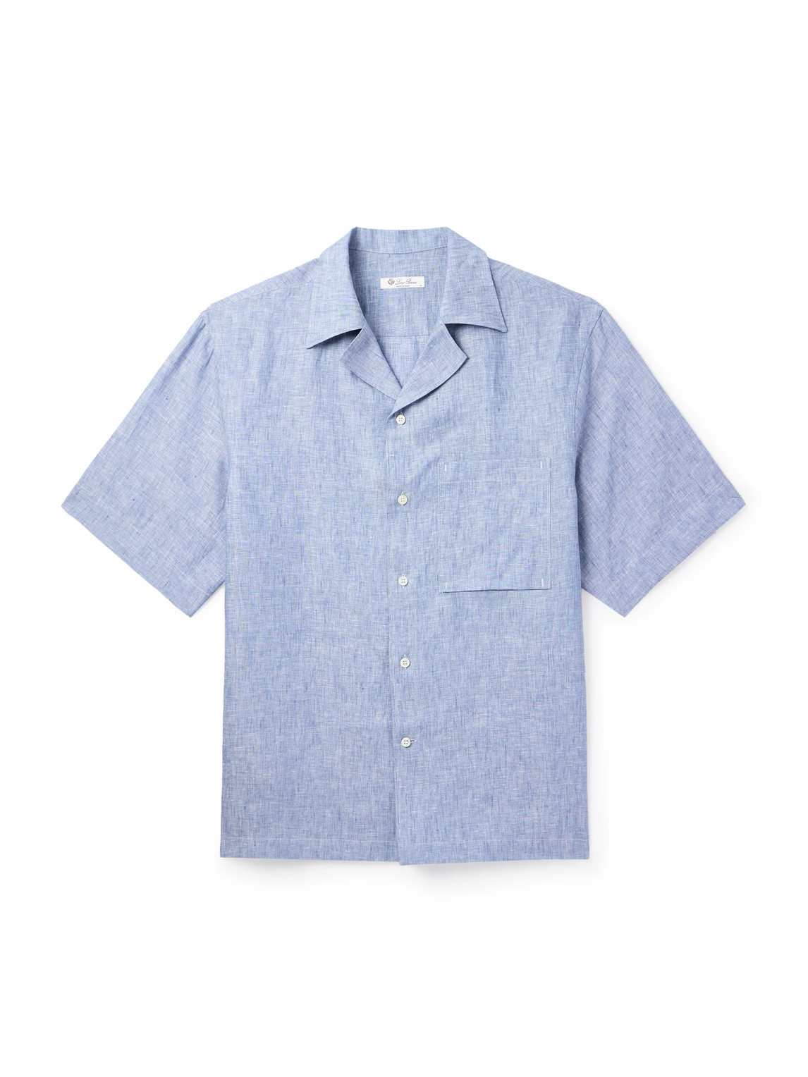Loro Piana Federico Camp-collar Linen Shirt In Blue
