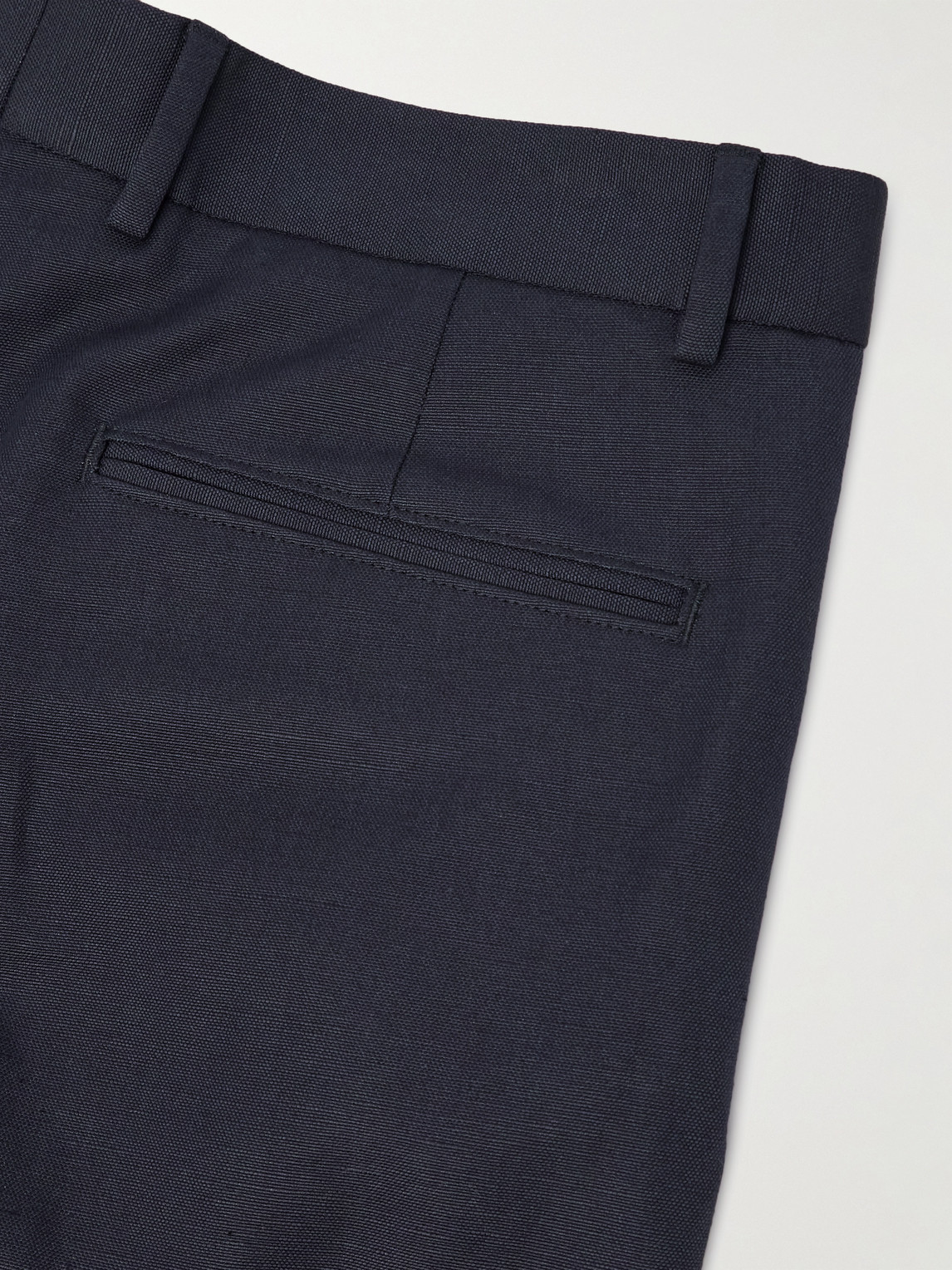 Loro Piana Cedric Tapered Cotton And Linen-blend Canvas Trousers In Blue