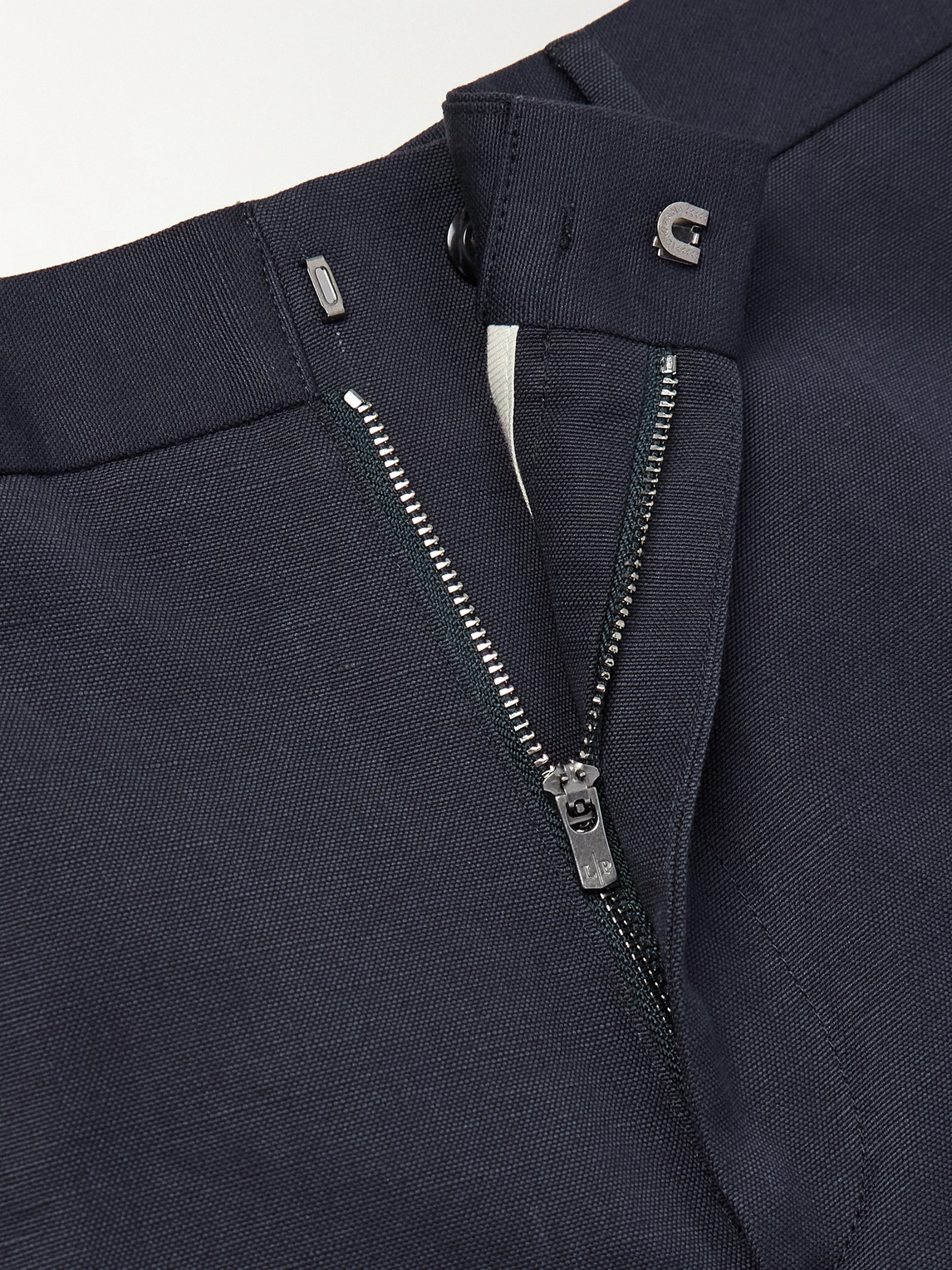 Loro Piana Cedric Tapered Cotton And Linen-blend Canvas Trousers In Blue