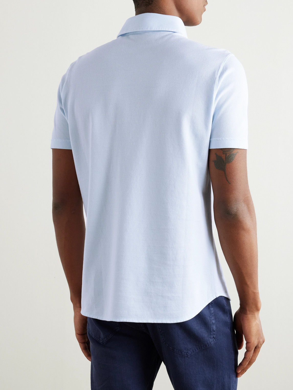 Loro Piana Cotton-piqué Polo Shirt In Blue