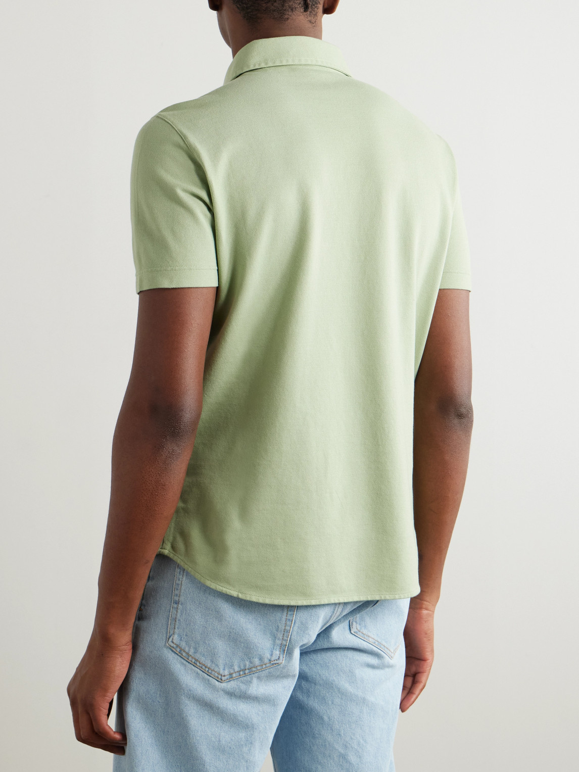 Loro Piana Cotton-piqué Polo Shirt In Green