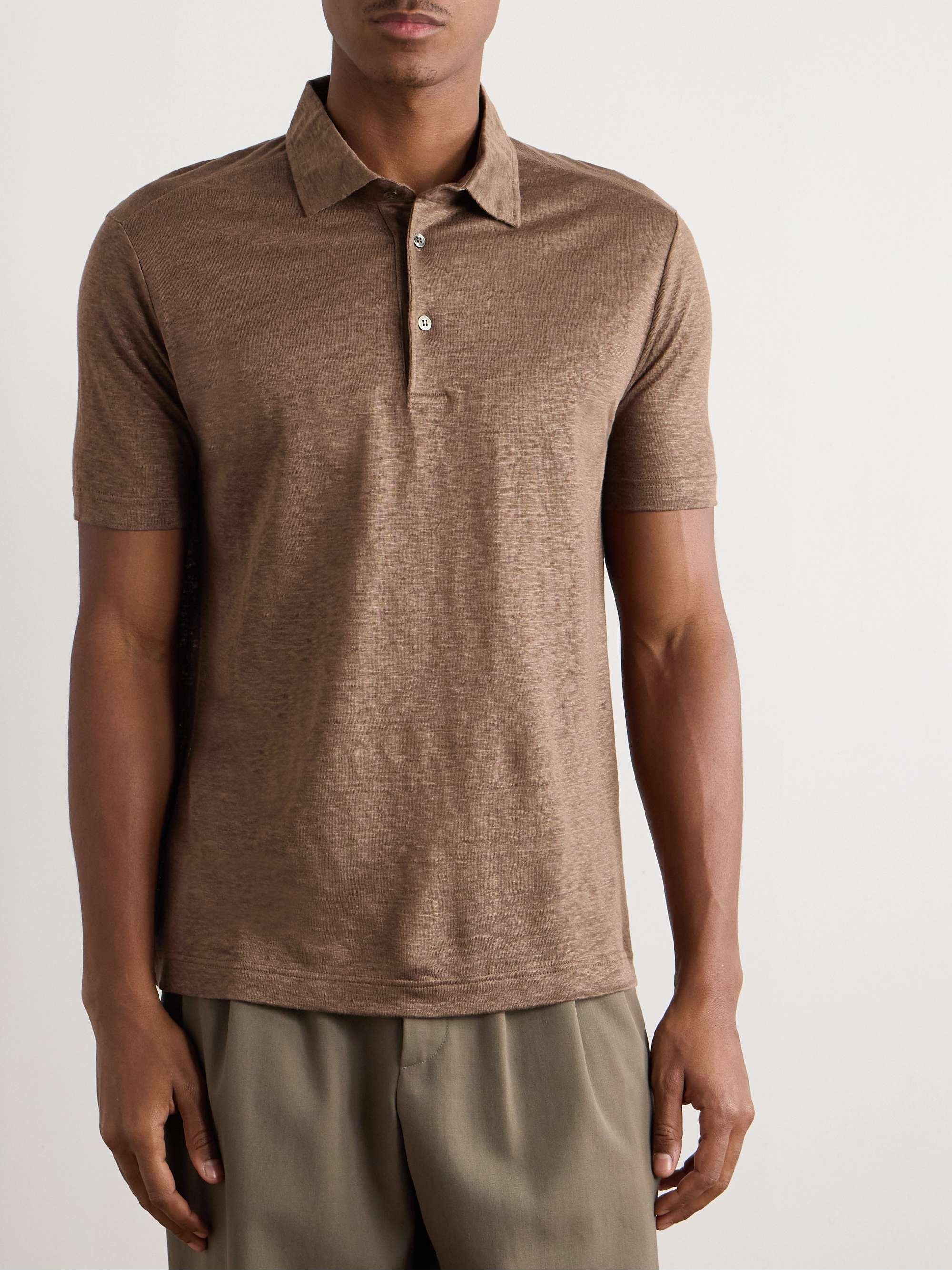 LORO PIANA Linen-Jersey Polo Shirt