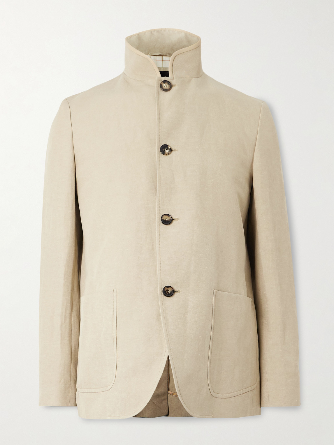 Loro Piana Spagna Unstructured Nehru-Collar Linen and Silk-Blend Twill Jacket - Men
