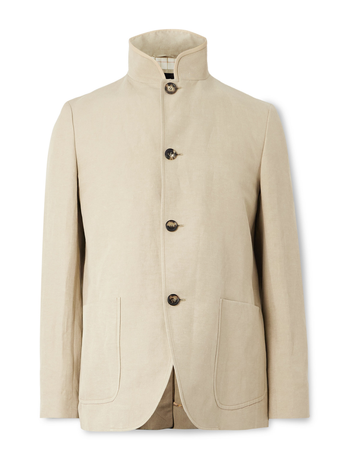 Spagna Unstructured Nehru-Collar Linen and Silk-Blend Twill Jacket