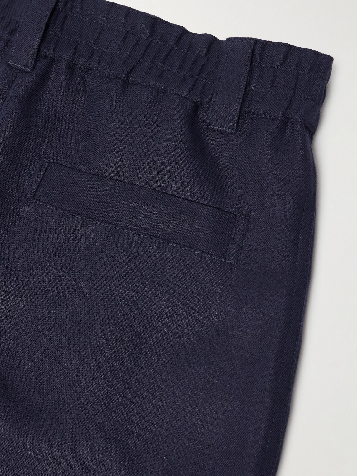 Loro Piana Reinga Wide-leg Pleated Linen-twill Bermuda Shorts In Blue