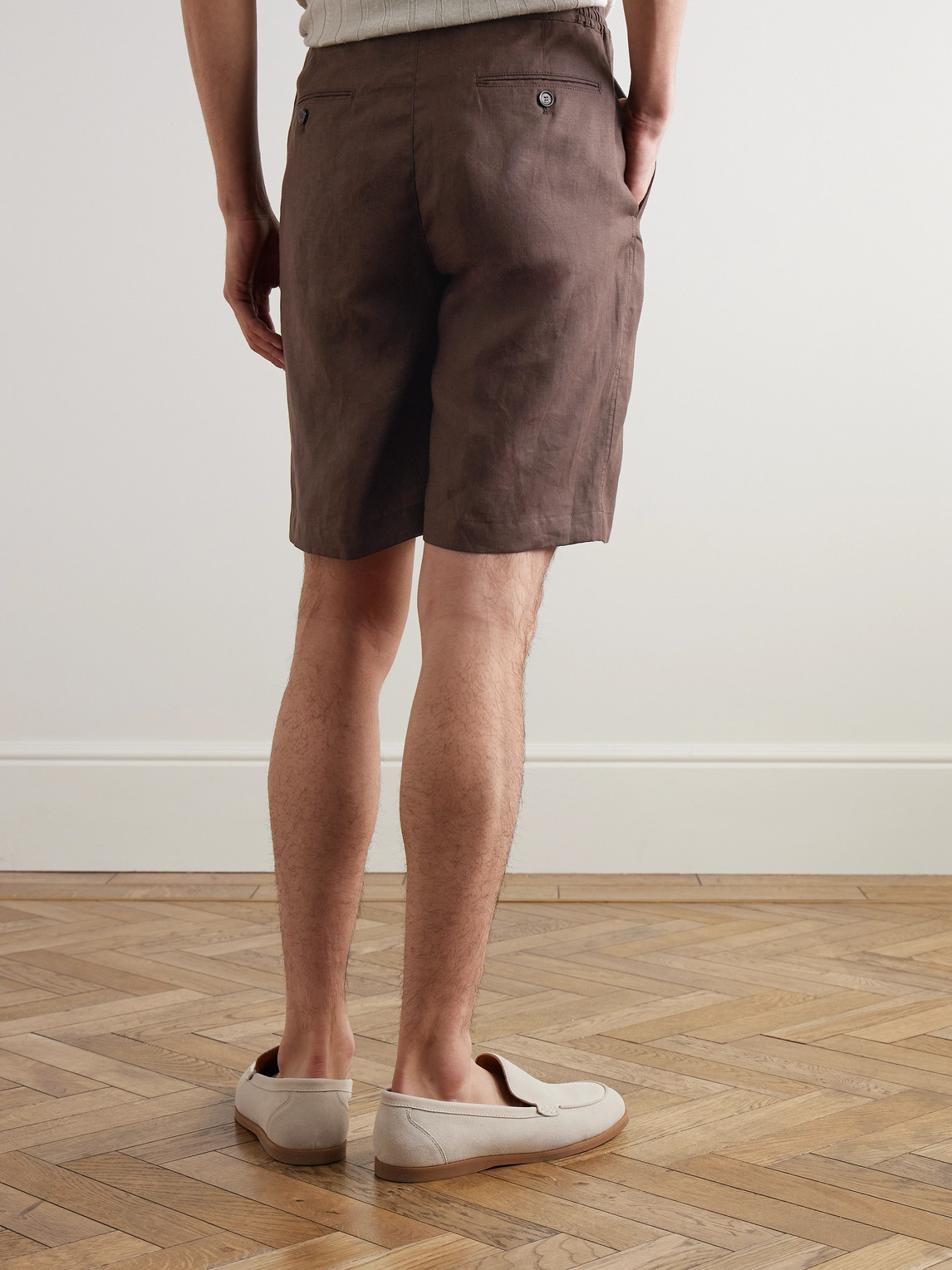 Loro Piana Straight-leg Linen Shorts In Brown