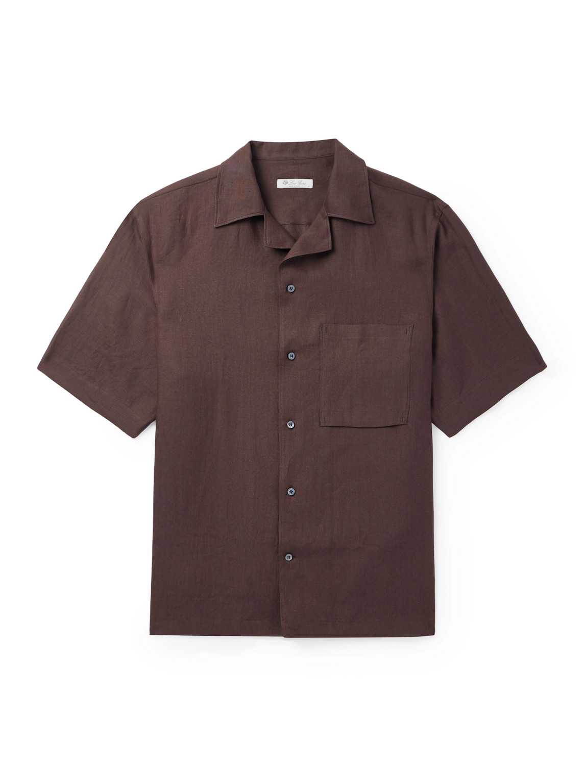 Loro Piana Federico Camp-collar Linen Shirt In Brown