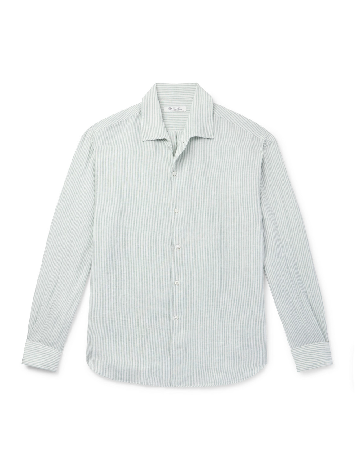 Loro Piana Raffaele Striped Linen Shirt In Green