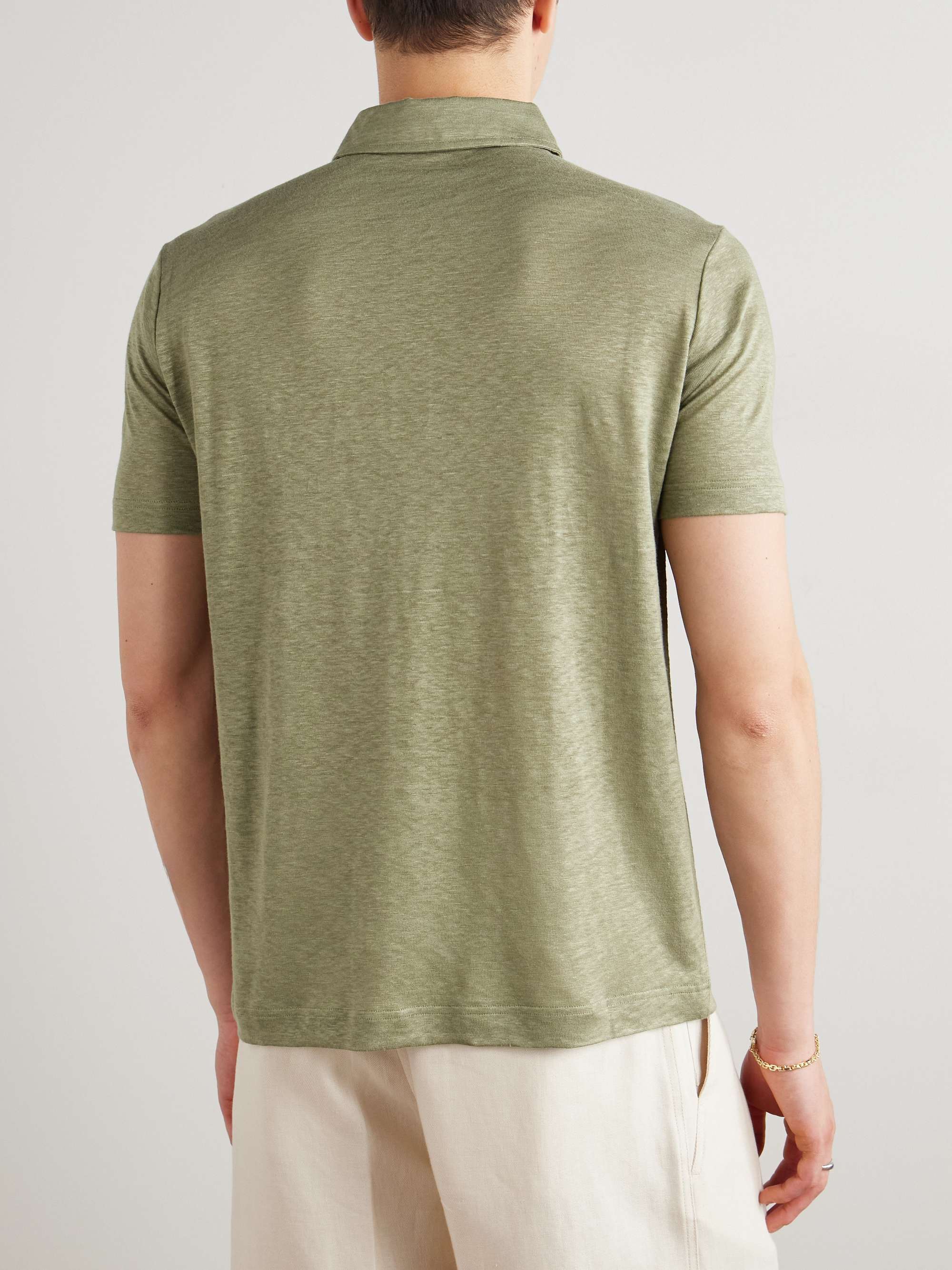 LORO PIANA 리넨 저지 폴로 셔츠