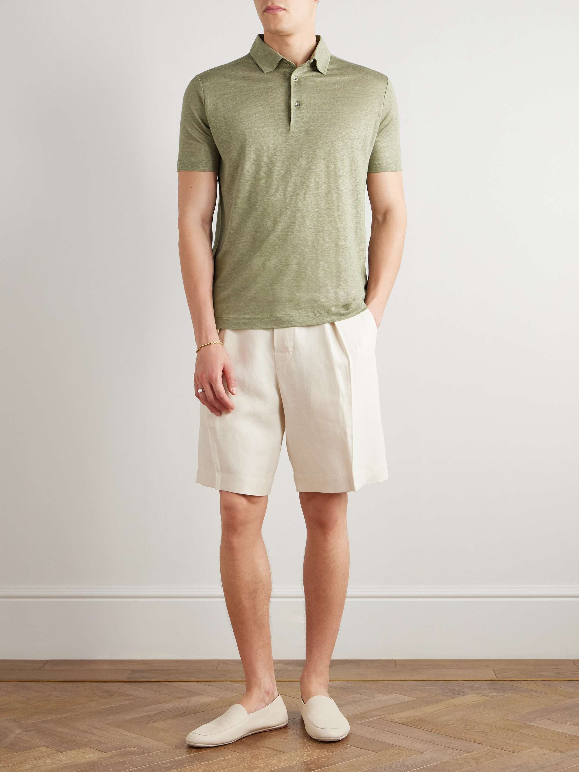 LORO PIANA 리넨 저지 폴로 셔츠