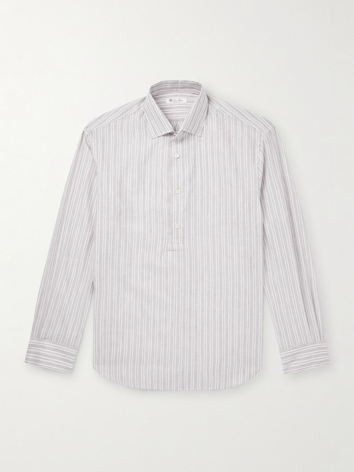 Loro Piana Raffaele triped Cotton and Linen-Blend Half-Placket hirt - Men