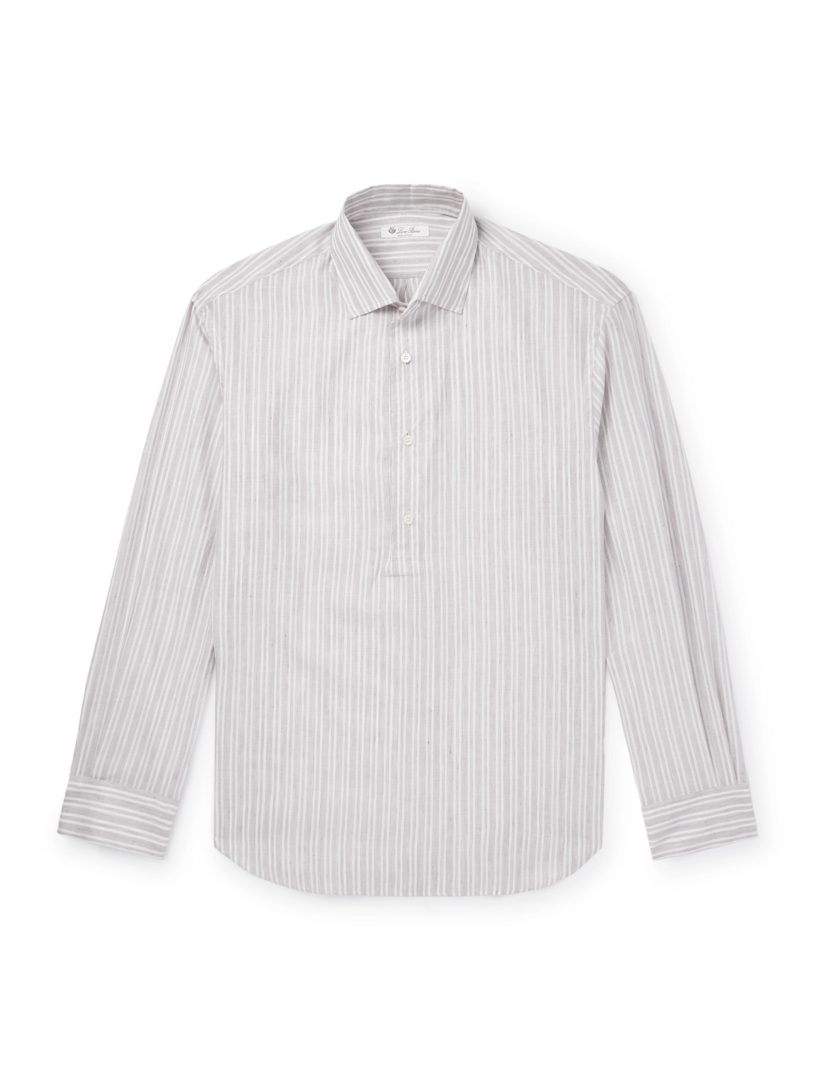 Loro Piana Raffaele Striped Cotton And Linen-blend Half-placket Shirt
