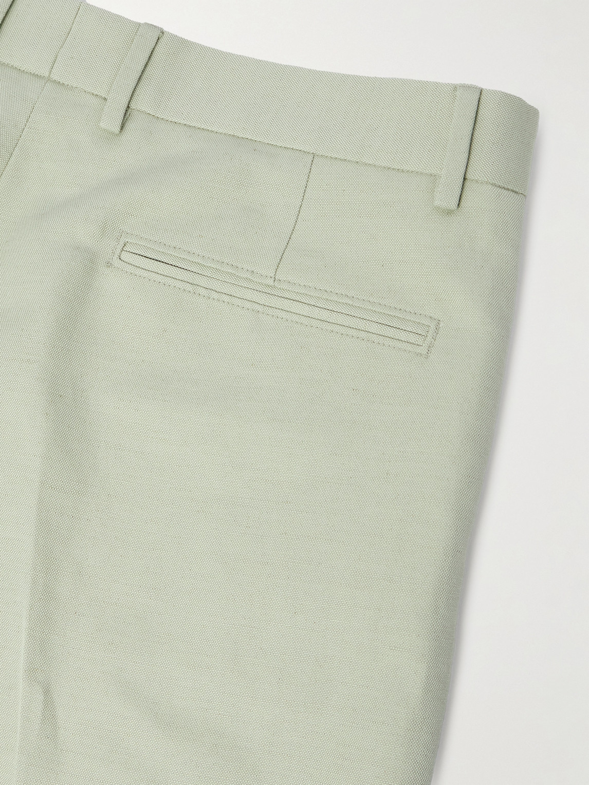 Loro Piana Cedric Tapered Cotton And Linen-blend Canvas Trousers In Green