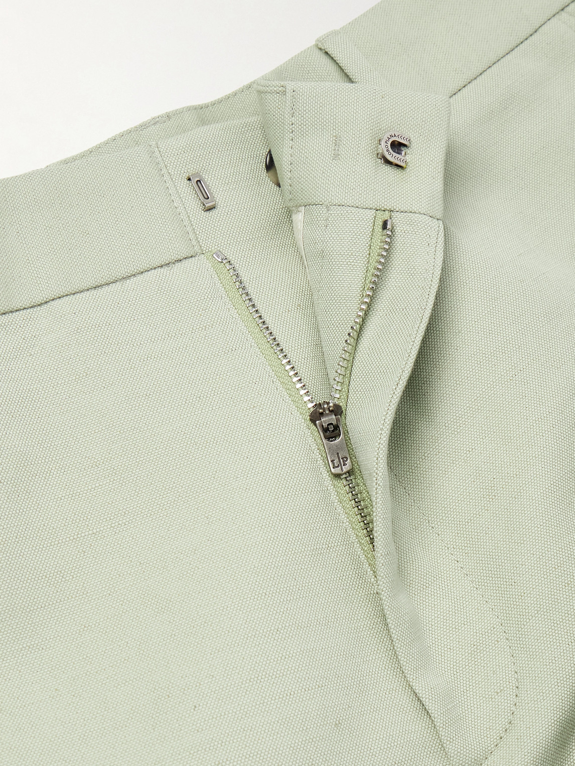 Loro Piana Cedric Tapered Cotton And Linen-blend Canvas Trousers In Green