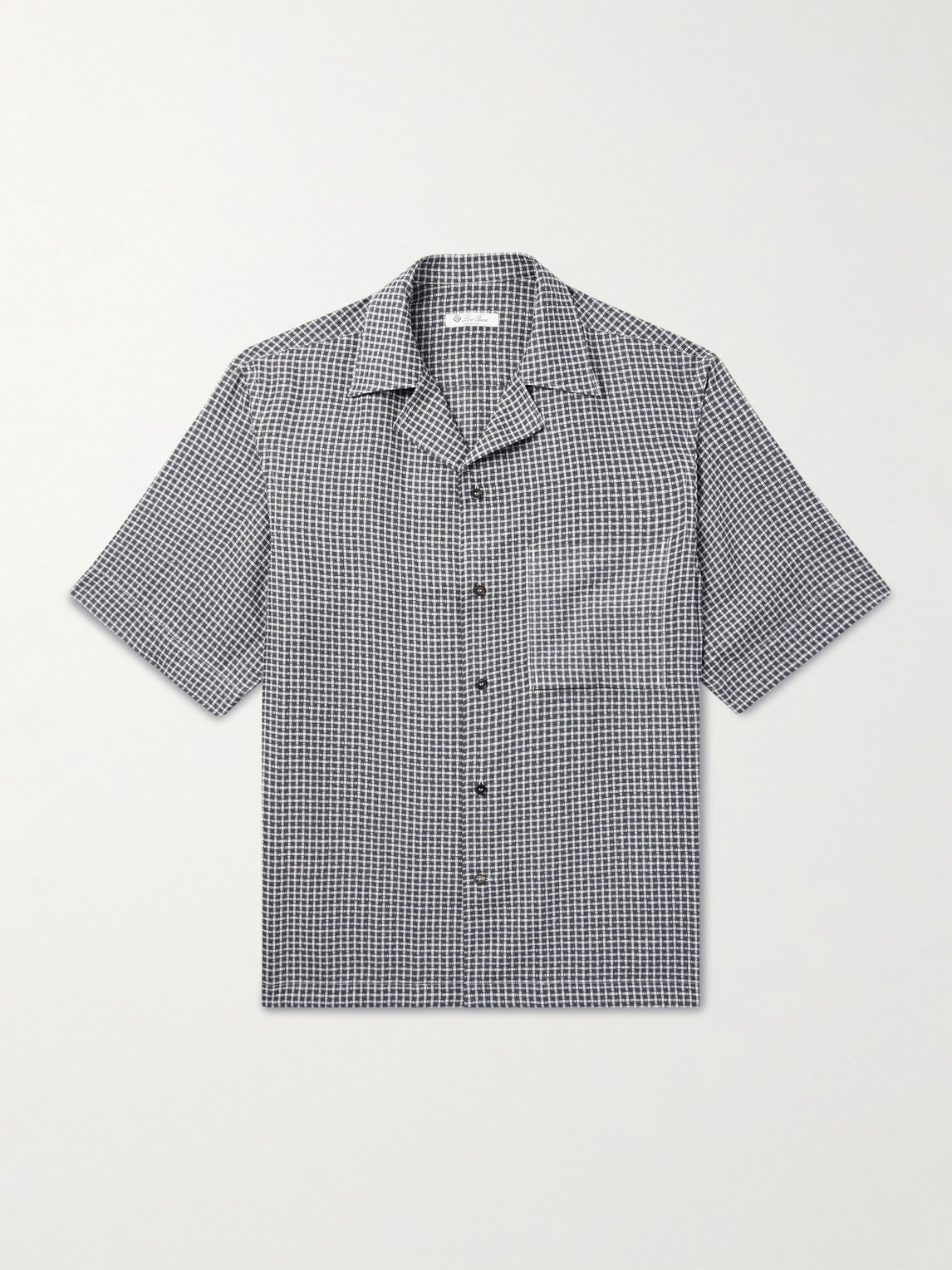 Loro Piana Federico Camp-Collar Checked Linen hirt - Men