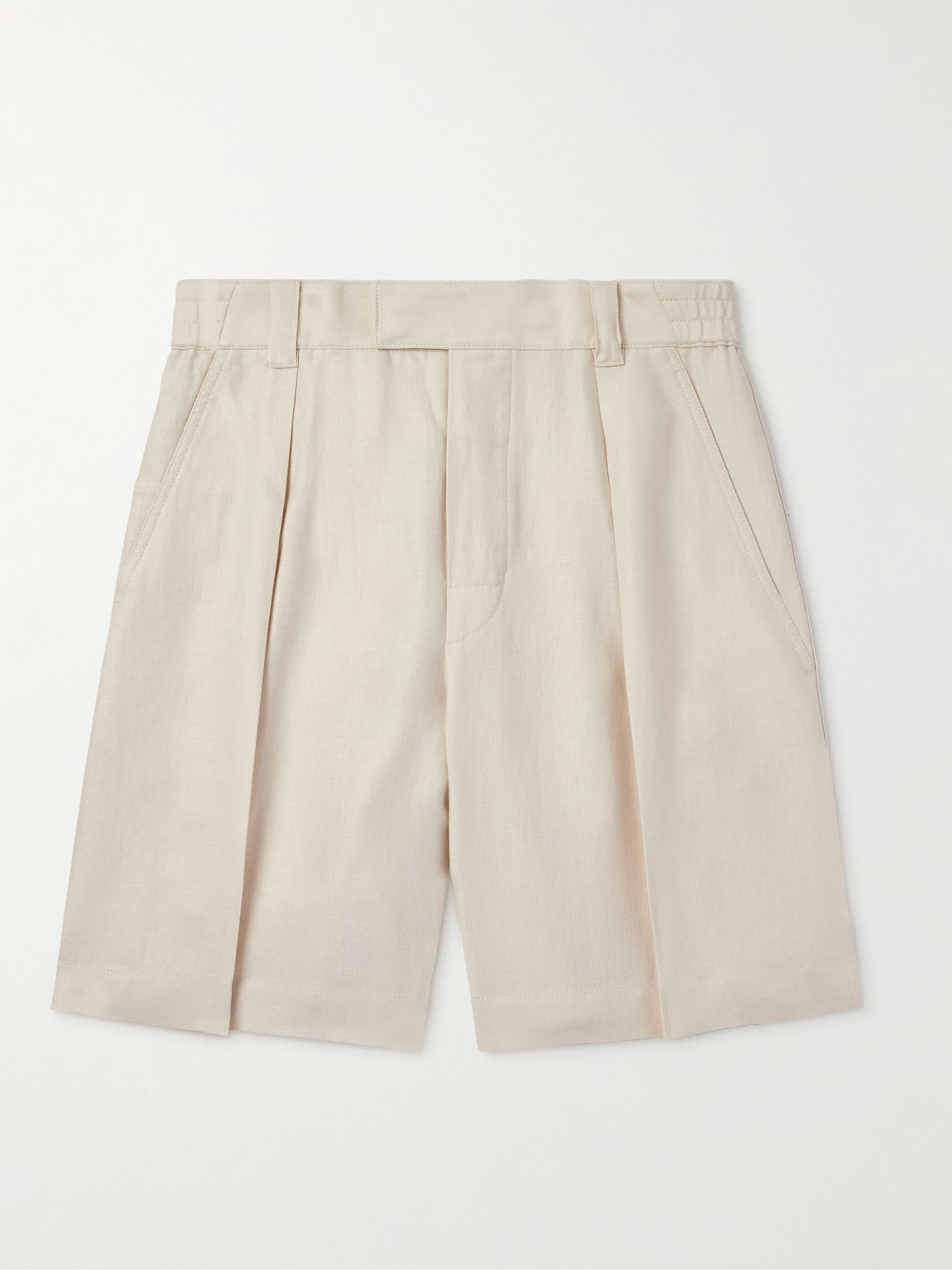 Loro Piana Reinga Wide-Leg Pleated Linen-Twill Bermuda Shorts - Men