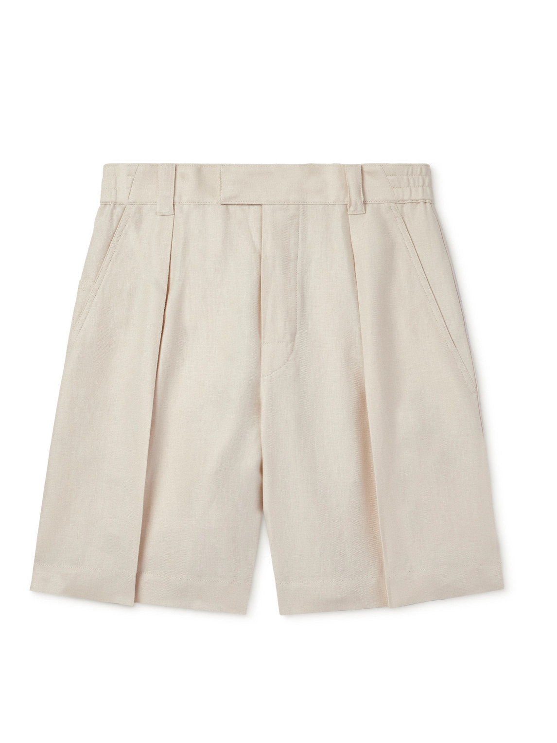Reinga Wide-Leg Pleated Linen-Twill Bermuda Shorts