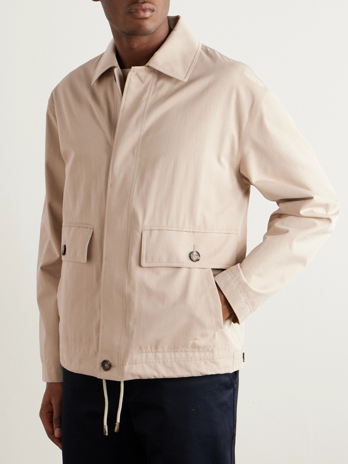 Loro Piana Rudolf Rain System® Cotton-blend Gabardine Blouson Jacket In Neutrals
