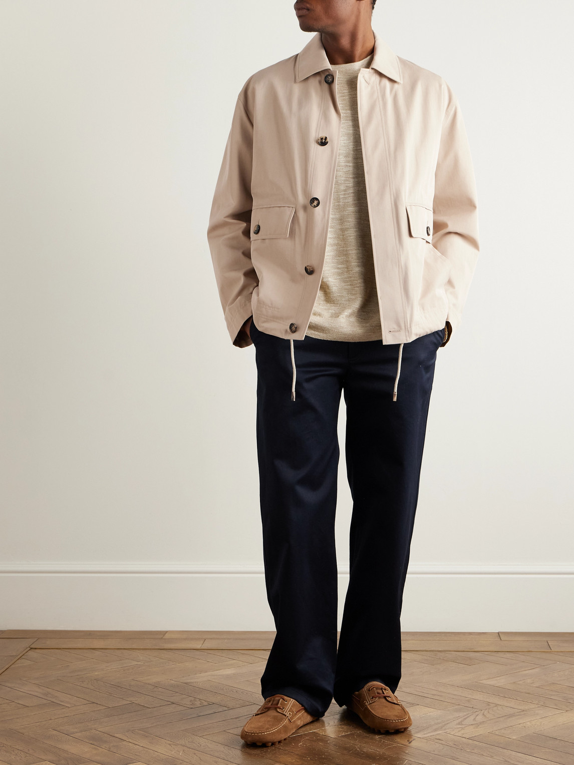 Loro Piana Rudolf Rain System® Cotton-blend Gabardine Blouson Jacket In Neutrals