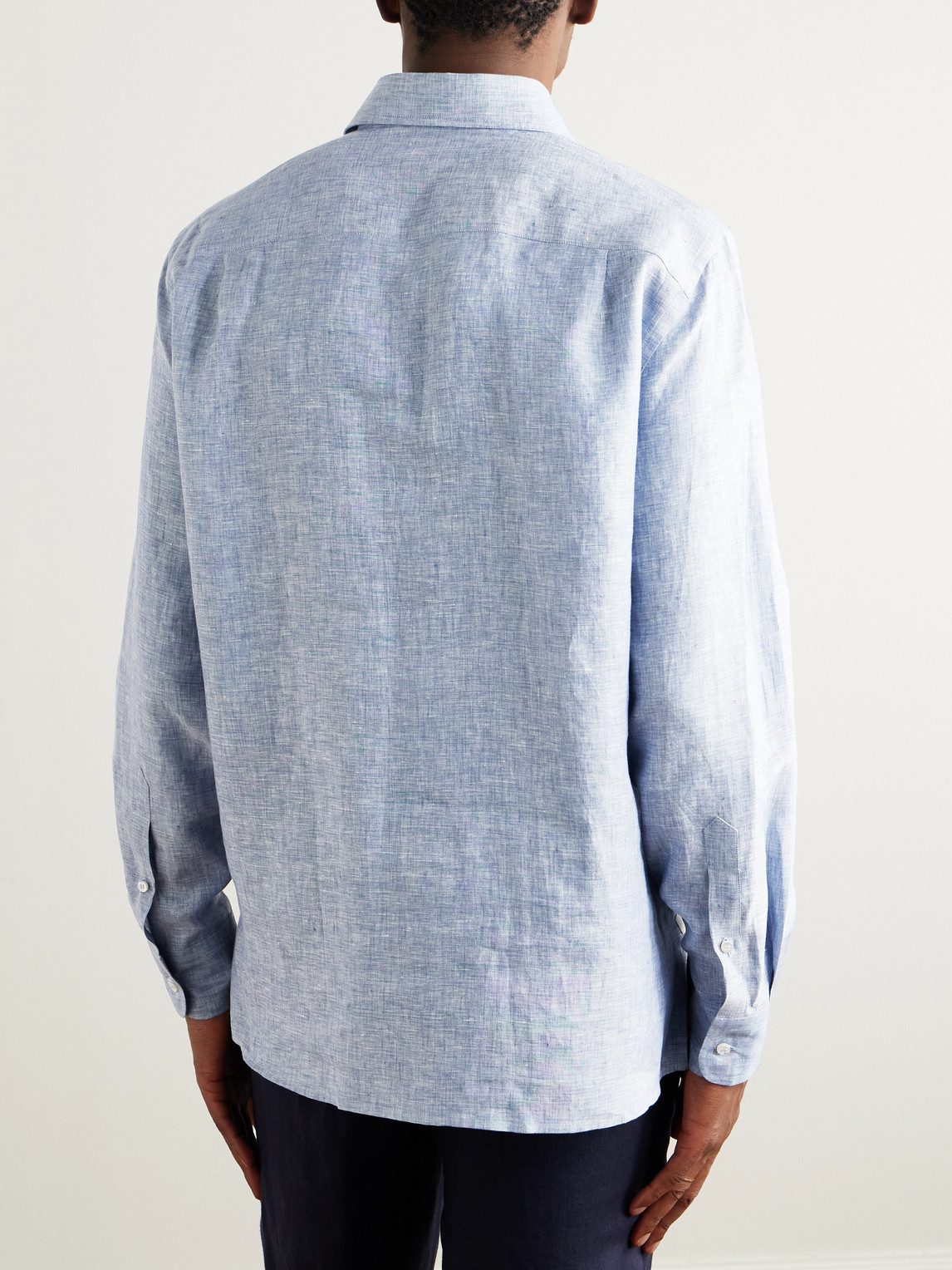 Loro Piana André Linen Half-placket Shirt In Blue