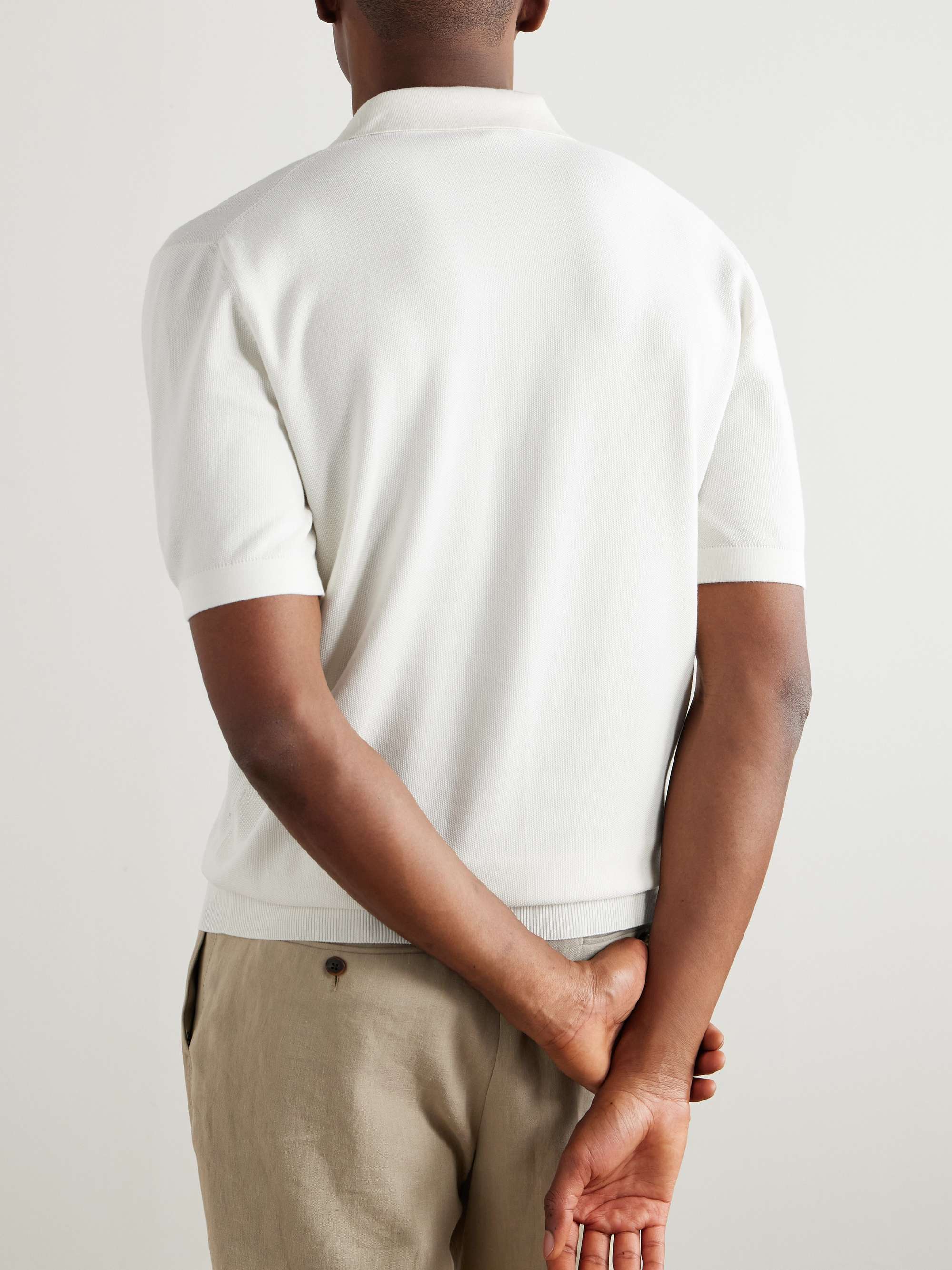 LORO PIANA Cotton and Silk-Blend Piqué Polo Shirt