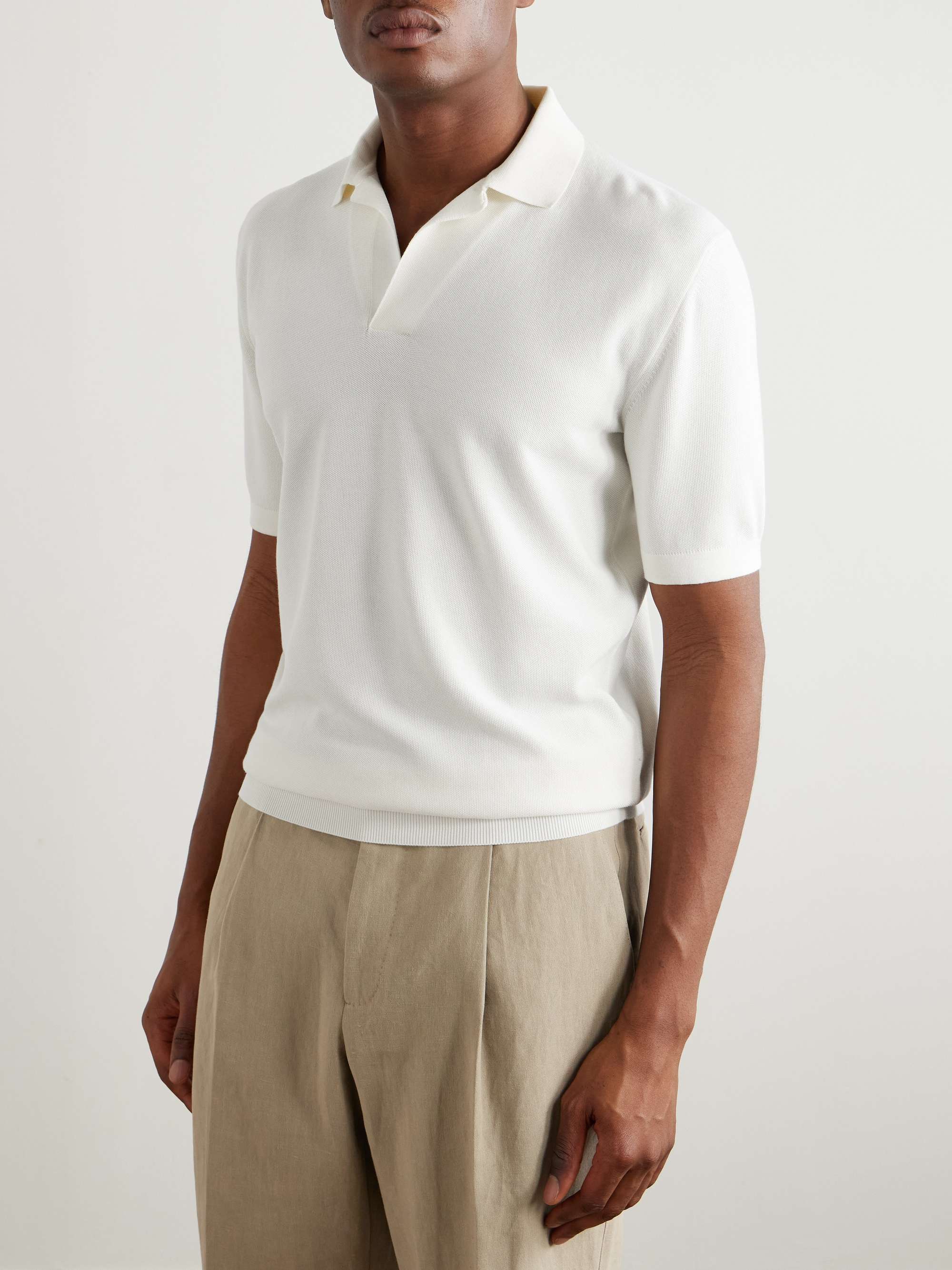 LORO PIANA Cotton and Silk-Blend Piqué Polo Shirt