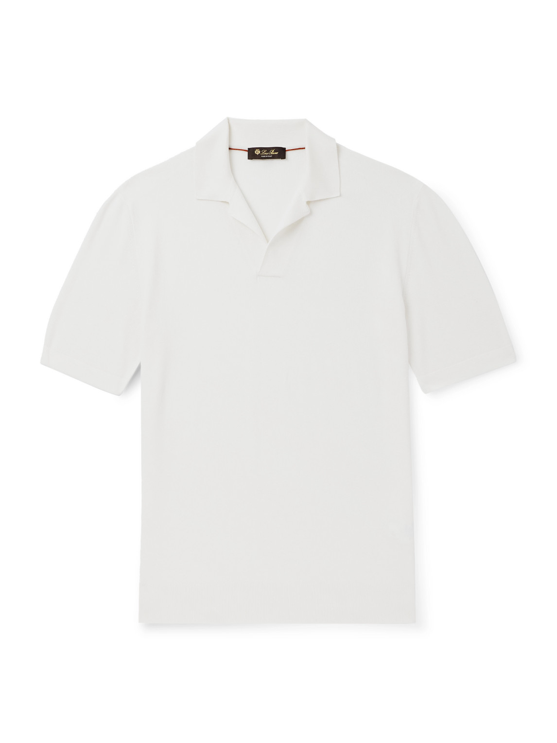 Loro Piana Cotton And Silk-blend Piqué Polo Shirt In White