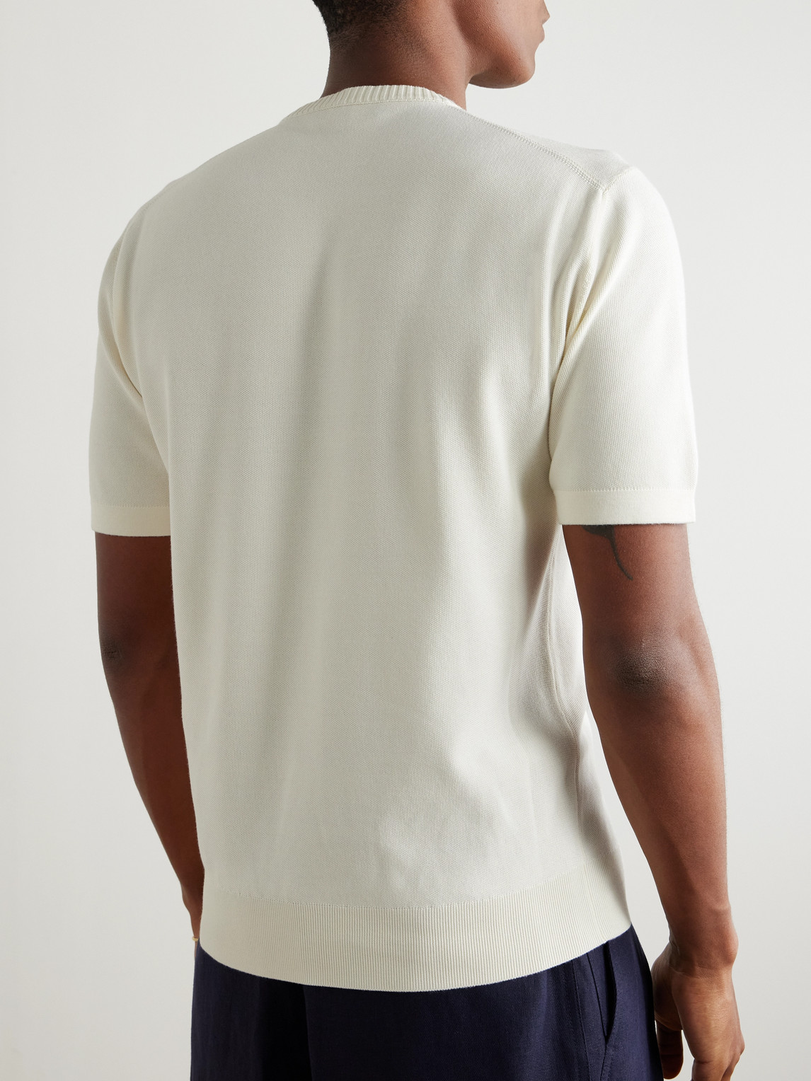 Shop Loro Piana Slim-fit Cotton And Silk-blend Piqué T-shirt In White