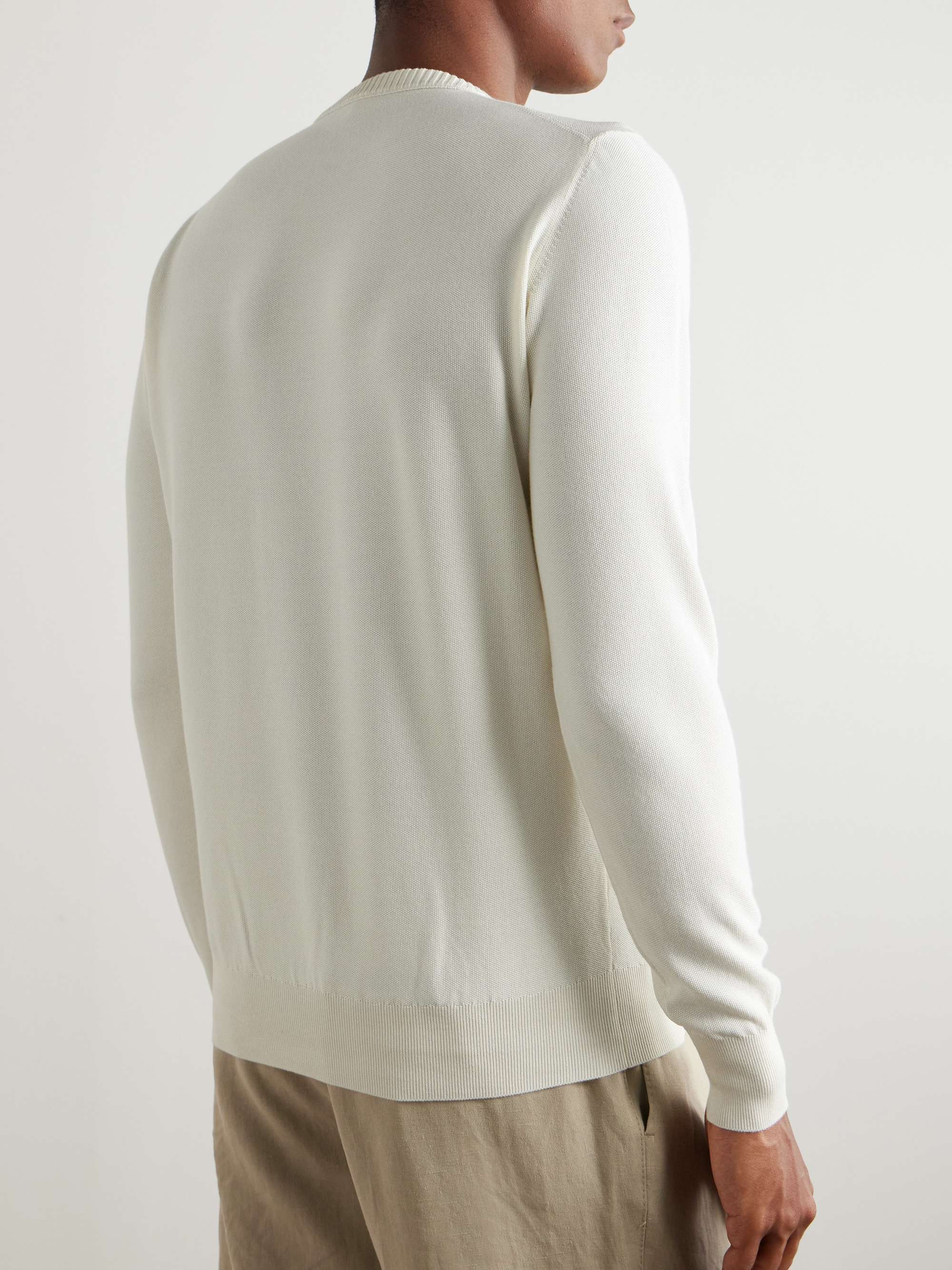 LORO PIANA Cotton and Silk-Blend Piqué Sweater